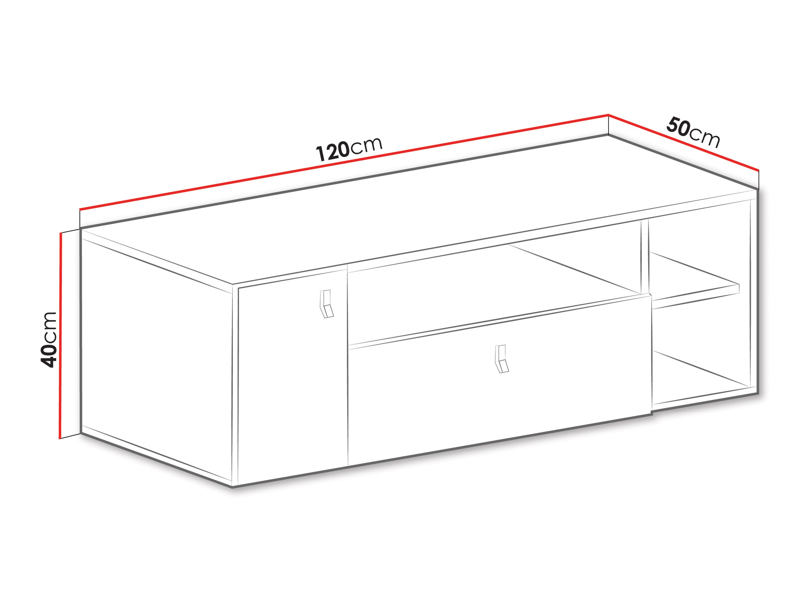 TV-alus Camteso 108 (Valge + Tamm + Türkiis)