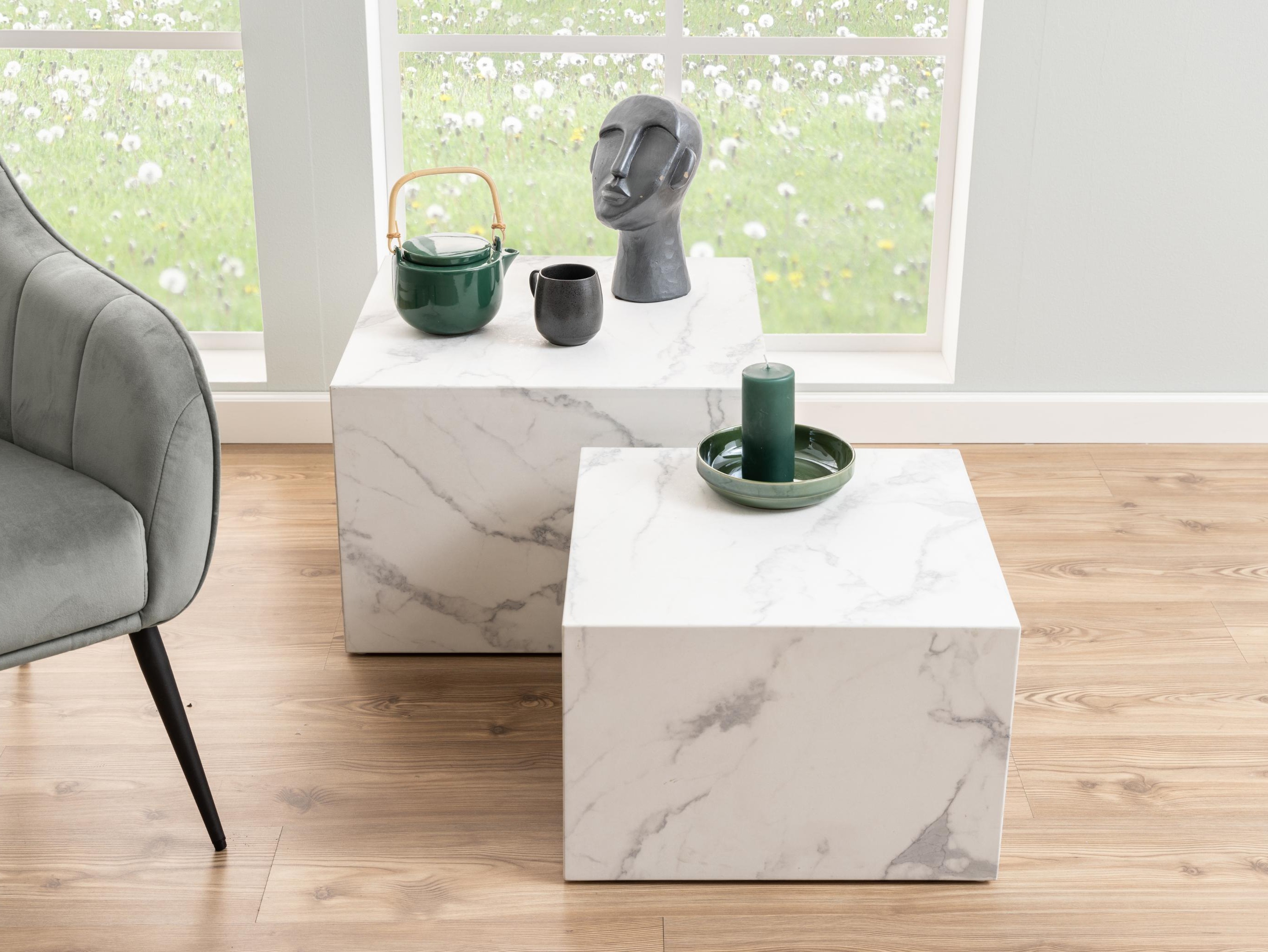 Diivanilaudade komplekt Norsica 603 (Valge marmor)