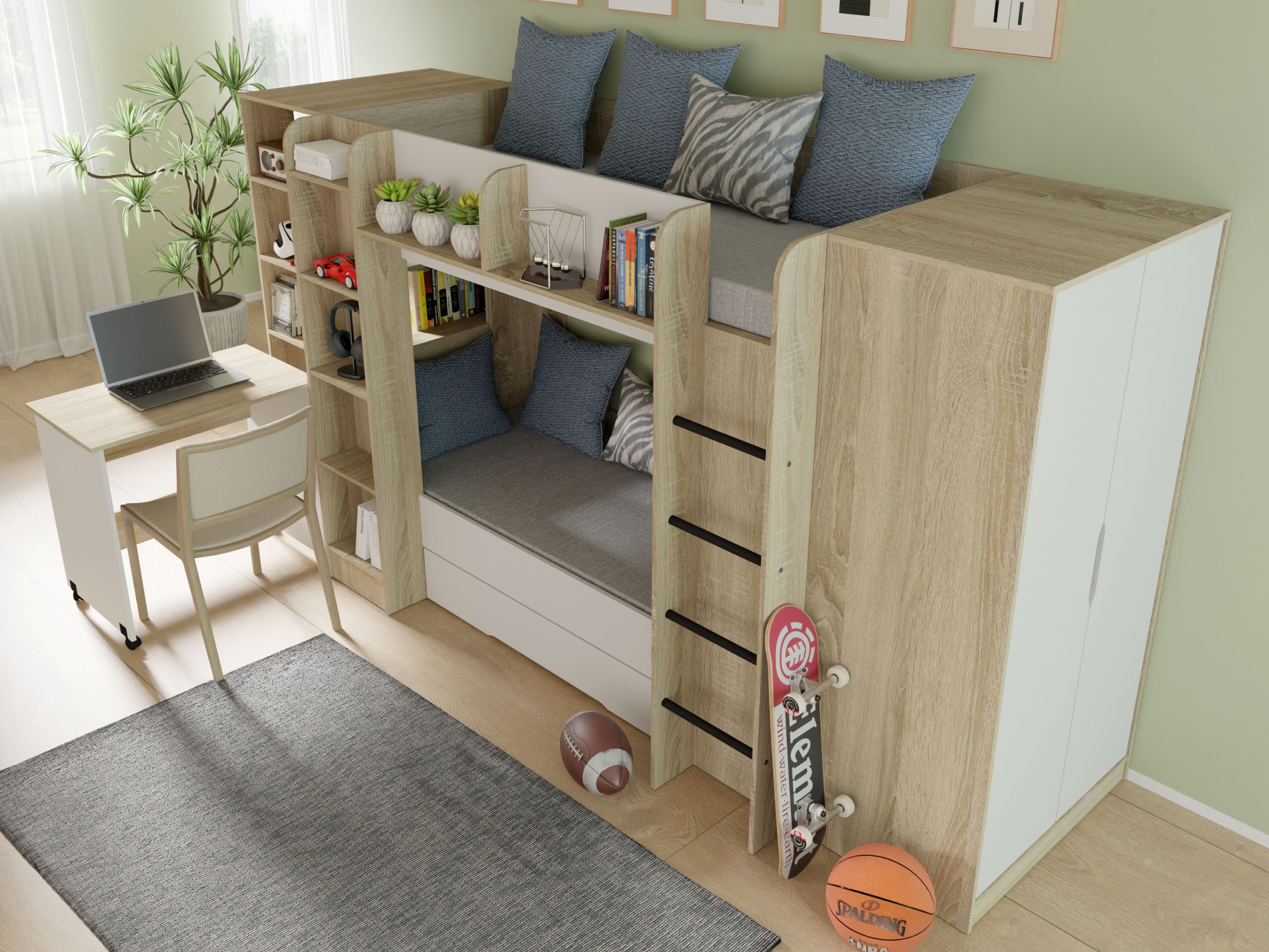 Kirjutuslaud Elitenu 100 (Sonoma tamm + Valge)