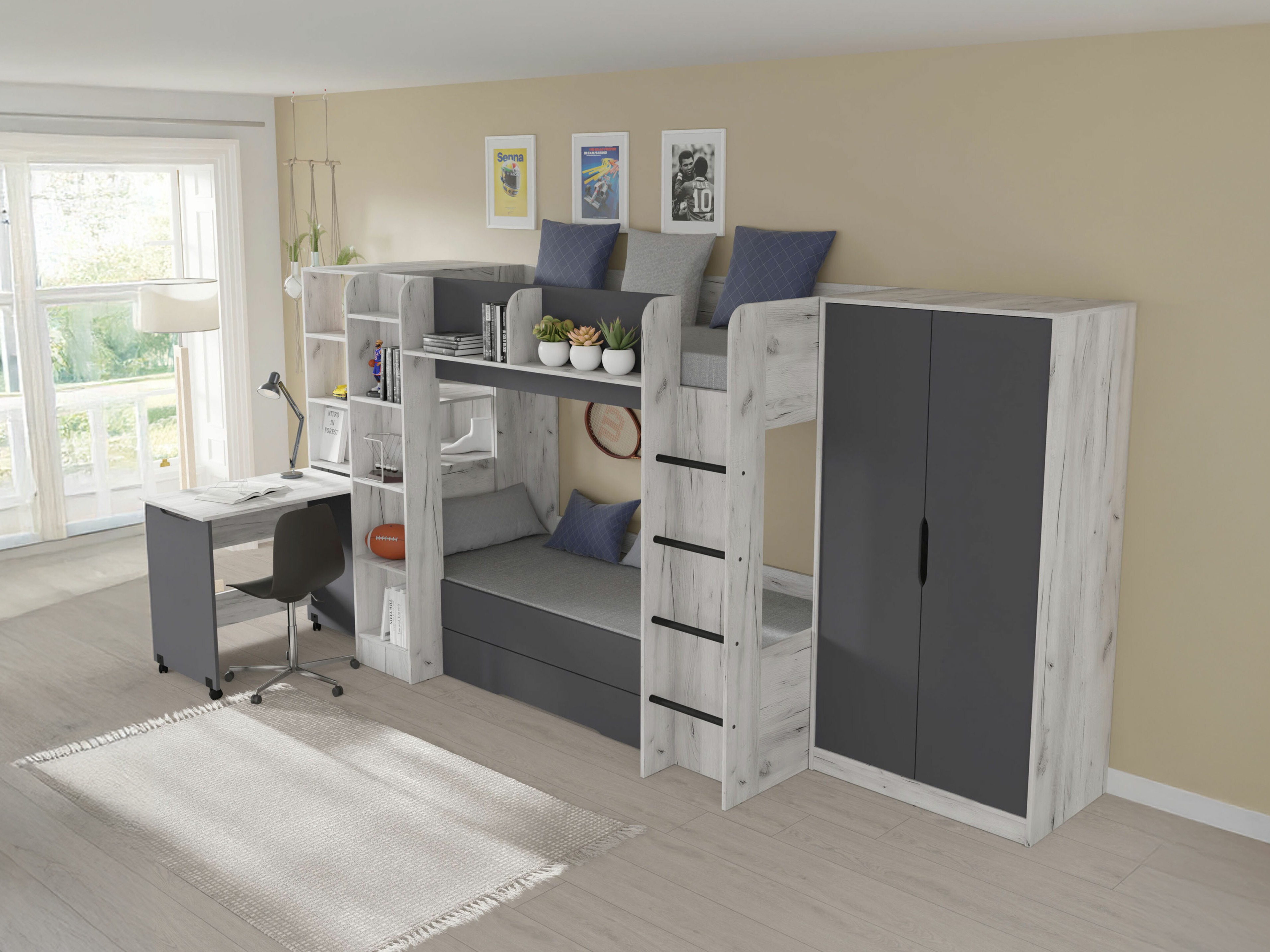 Lastetoa komplekt Elitenu 104 (Käsitöö valge + Grafiit)