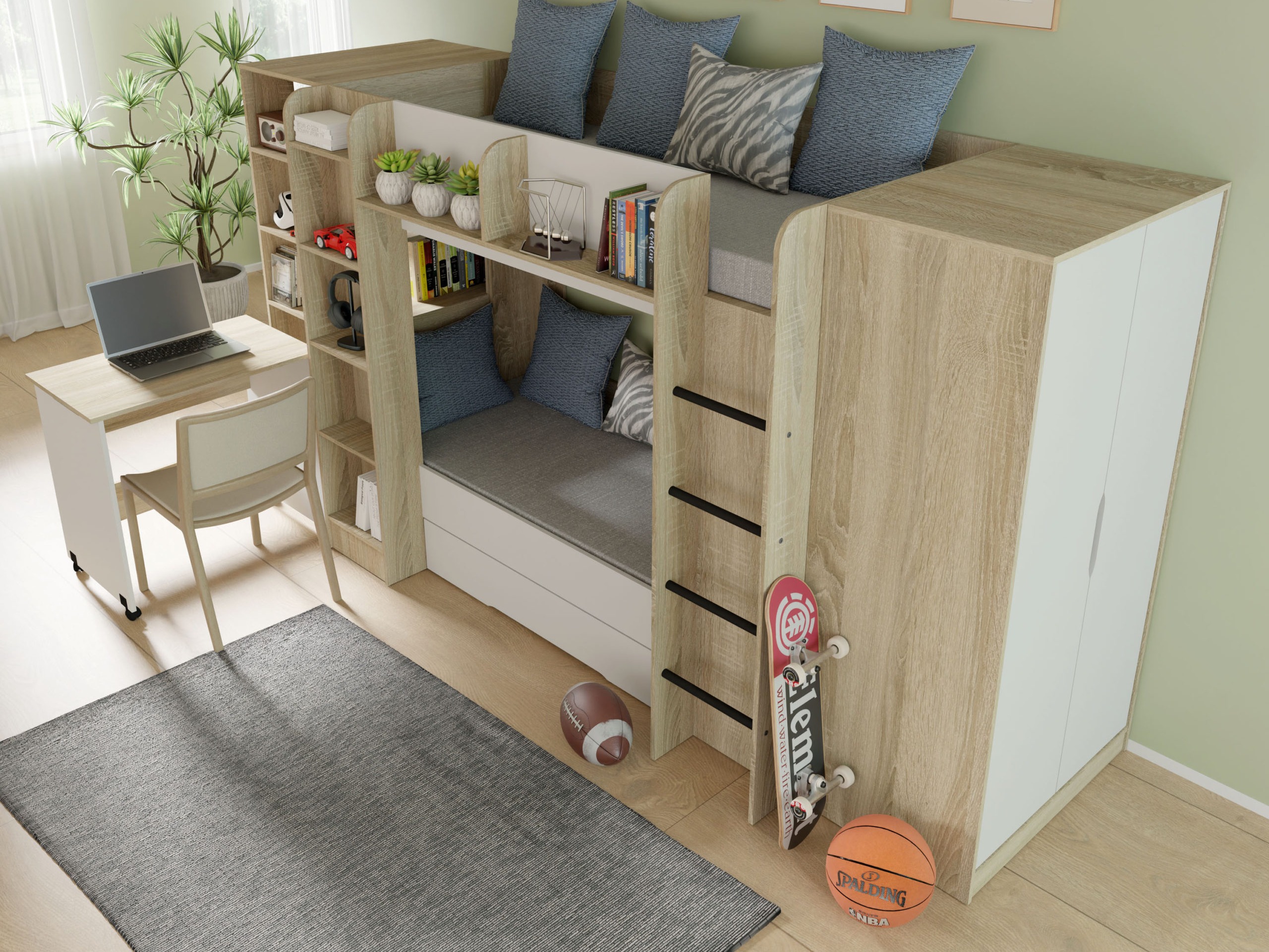 Narivoodi Elitenu 102 (Sonoma tamm + Valge)