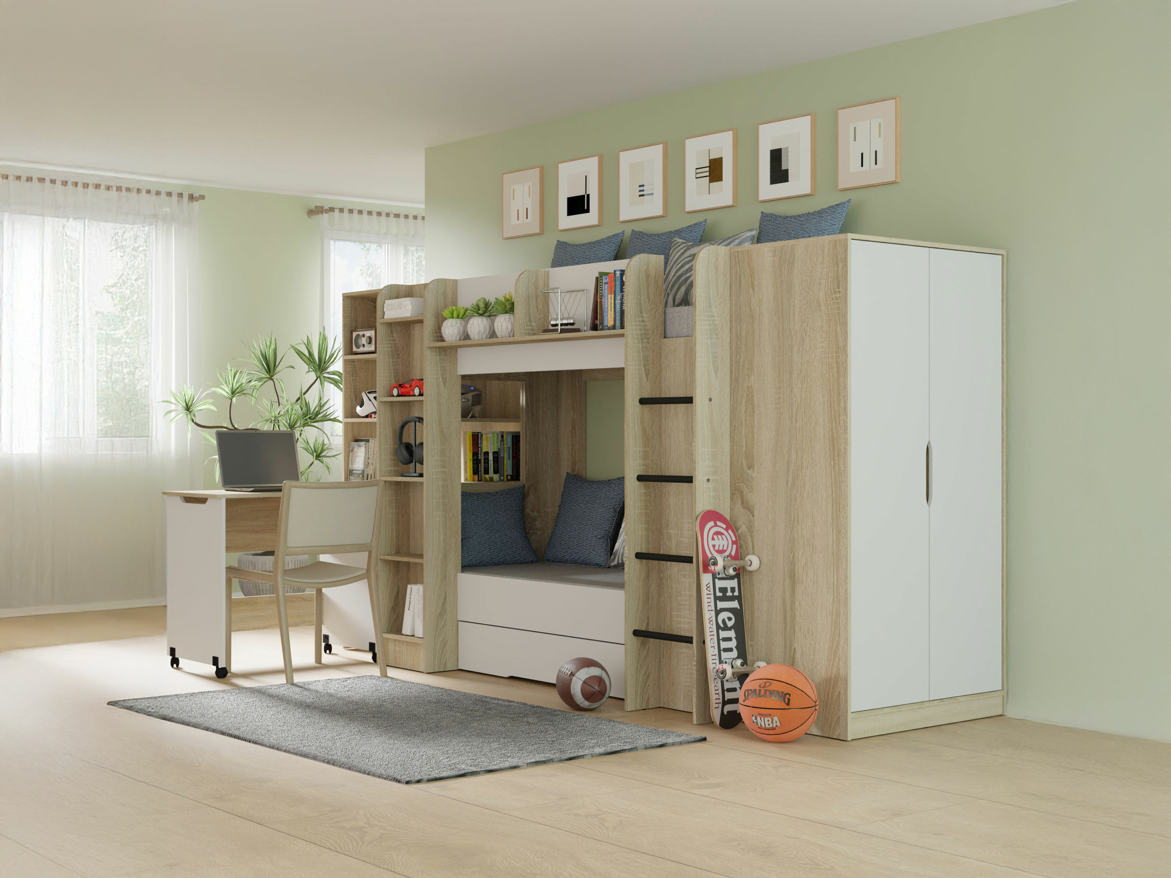 Narivoodi Elitenu 102 (Sonoma tamm + Valge)