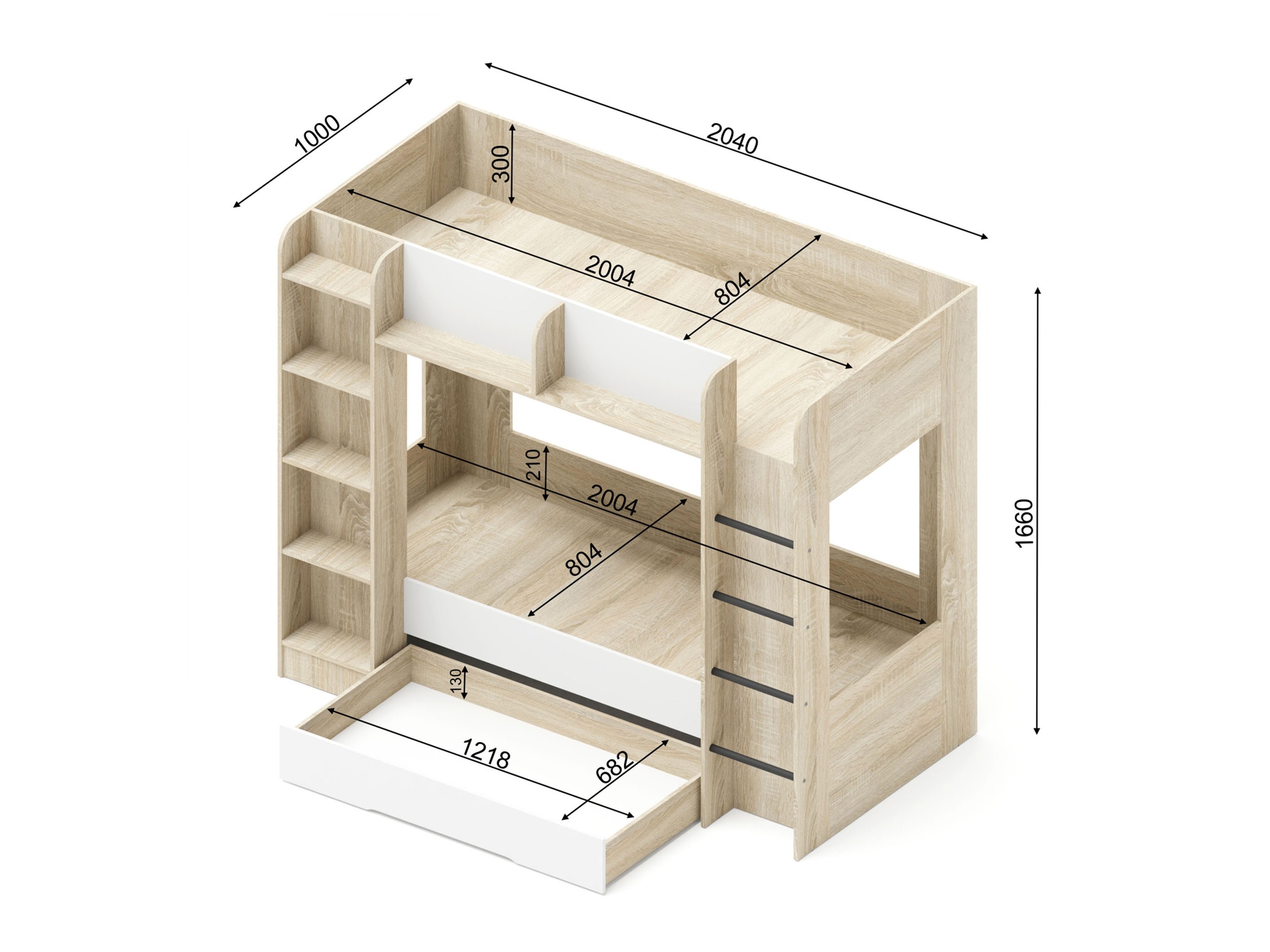 Lastetoa komplekt Elitenu 104 (Sonoma tamm + Valge)