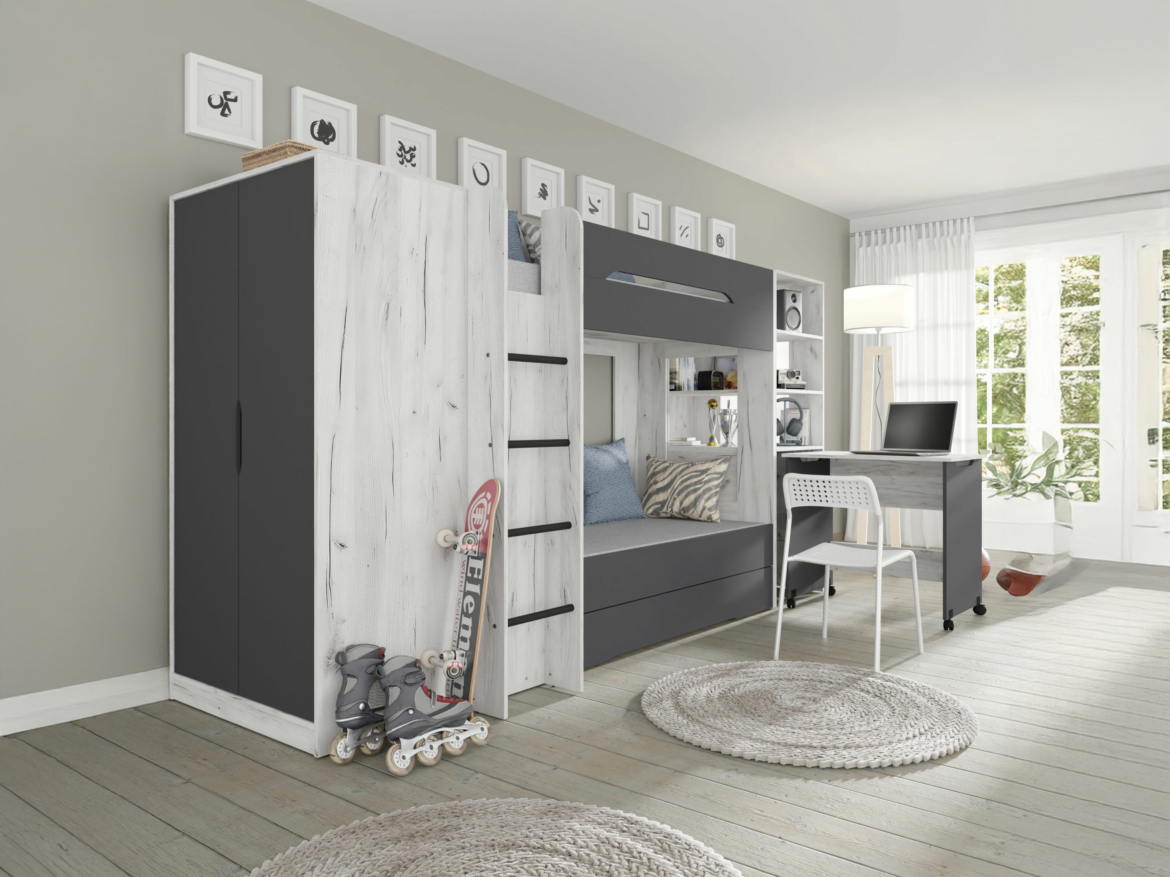 Lastetoa komplekt Elitenu 105 (Käsitöö valge + Grafiit)