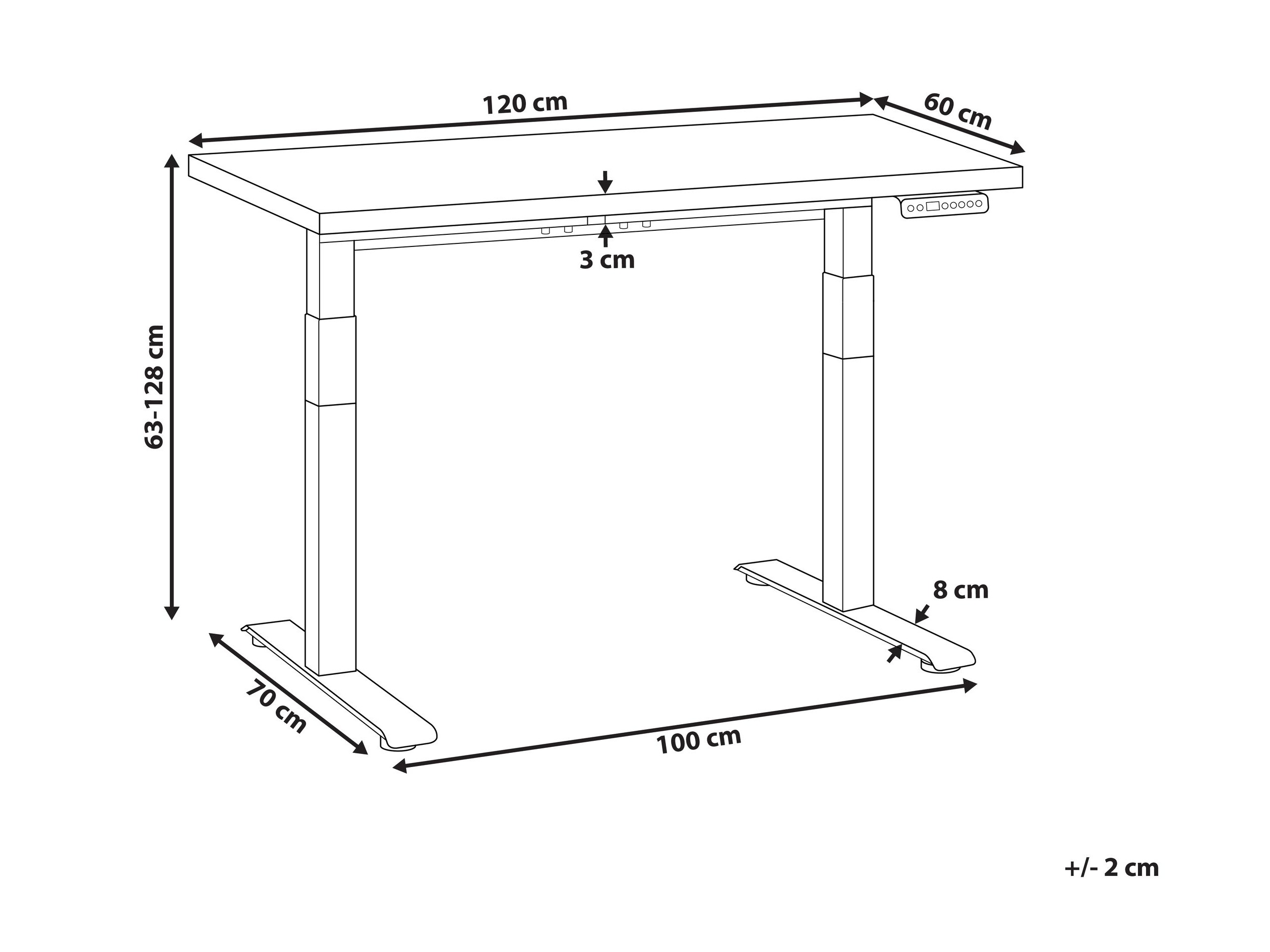 Reguleeritava kõrgusega töölaud Berwyn 2863 (Ere puit + Valge)