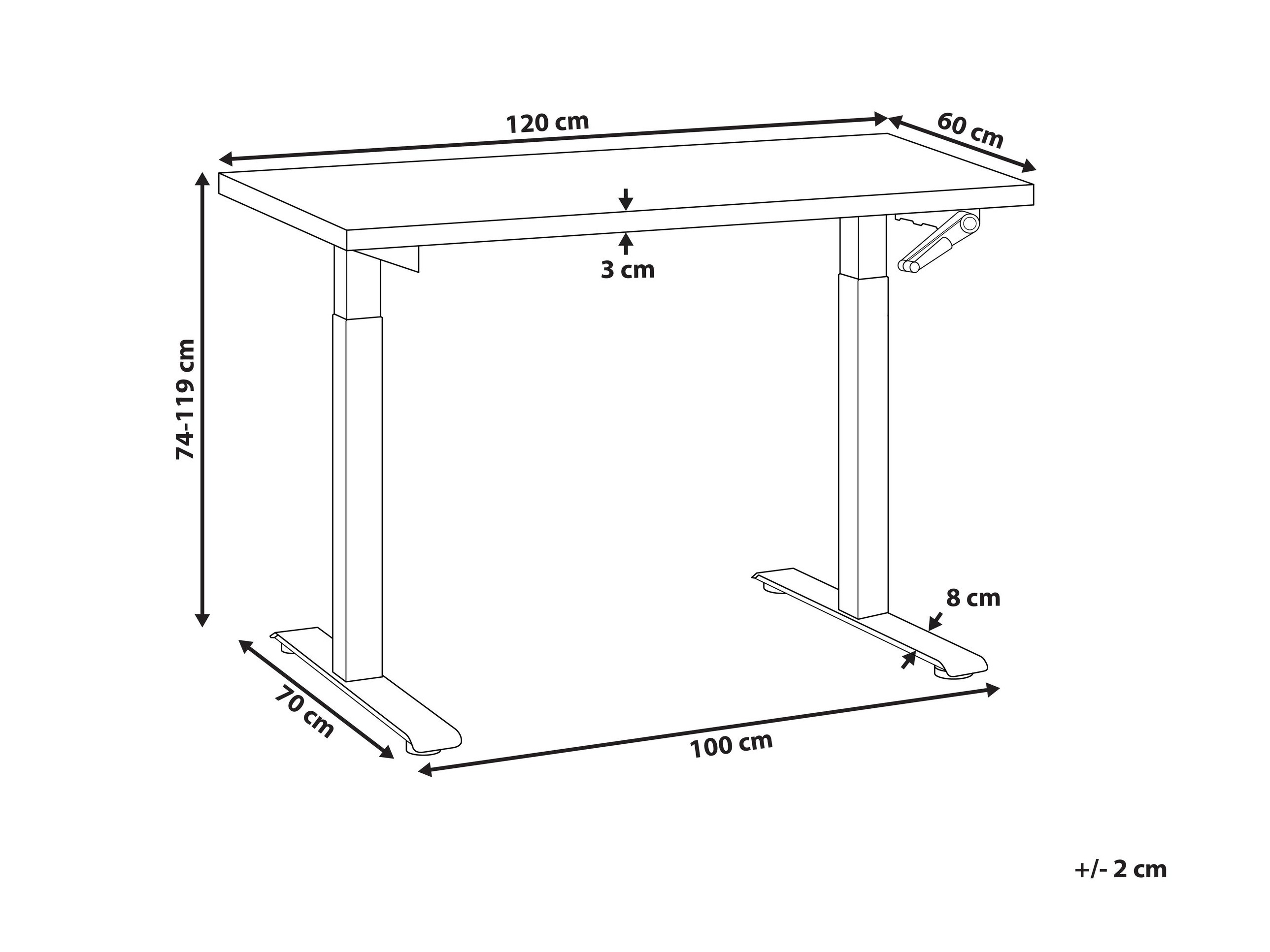 Reguleeritava kõrgusega töölaud Berwyn 2864 (Ere puit + Must)