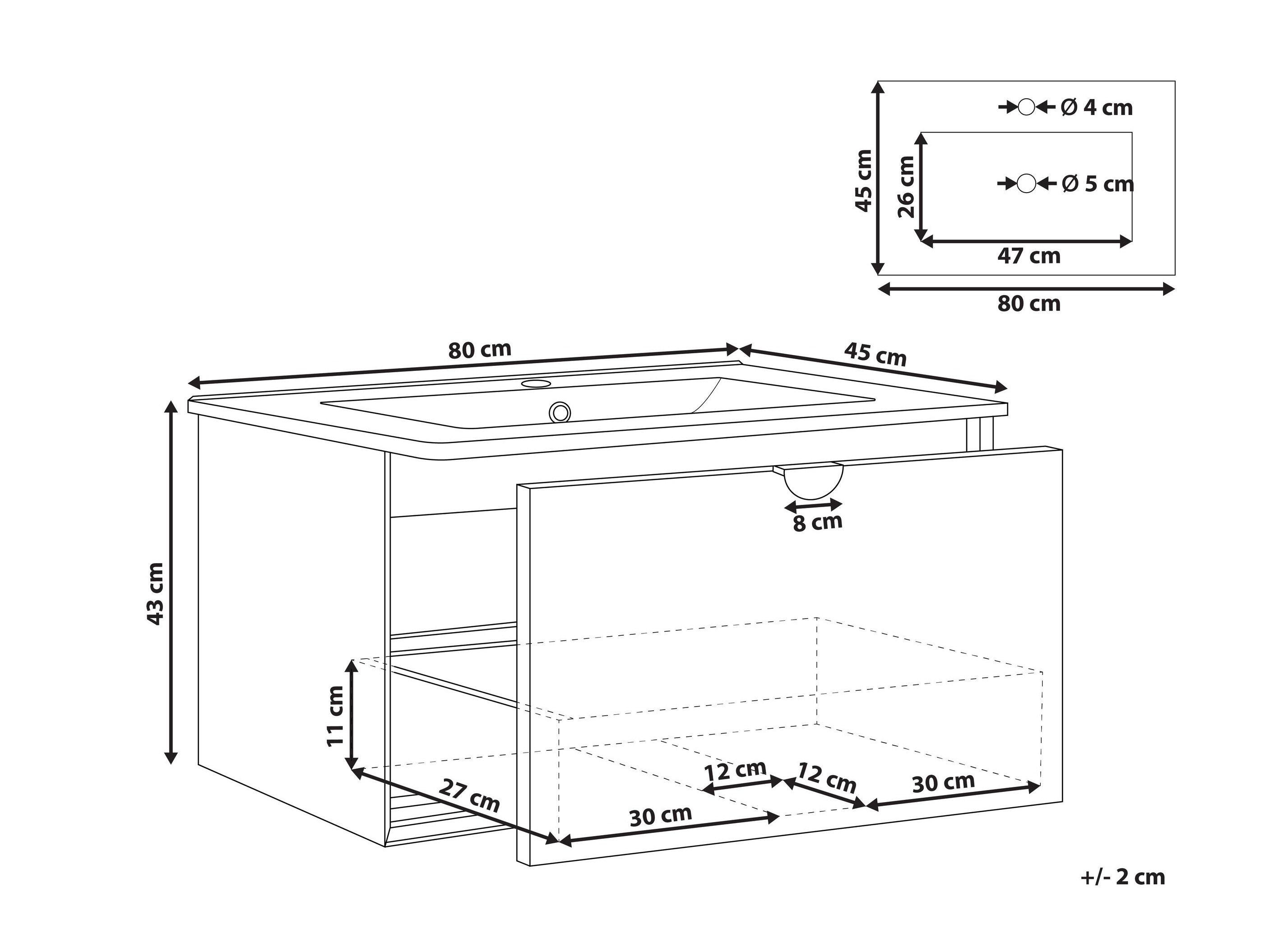 Vannitoa põrandakapp kraanikausile Berwyn 2871 (Must)