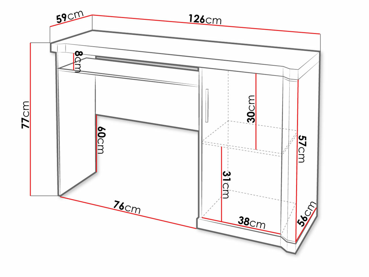 Kirjutuslaud Lorelie 112 (Trühvel tamm)