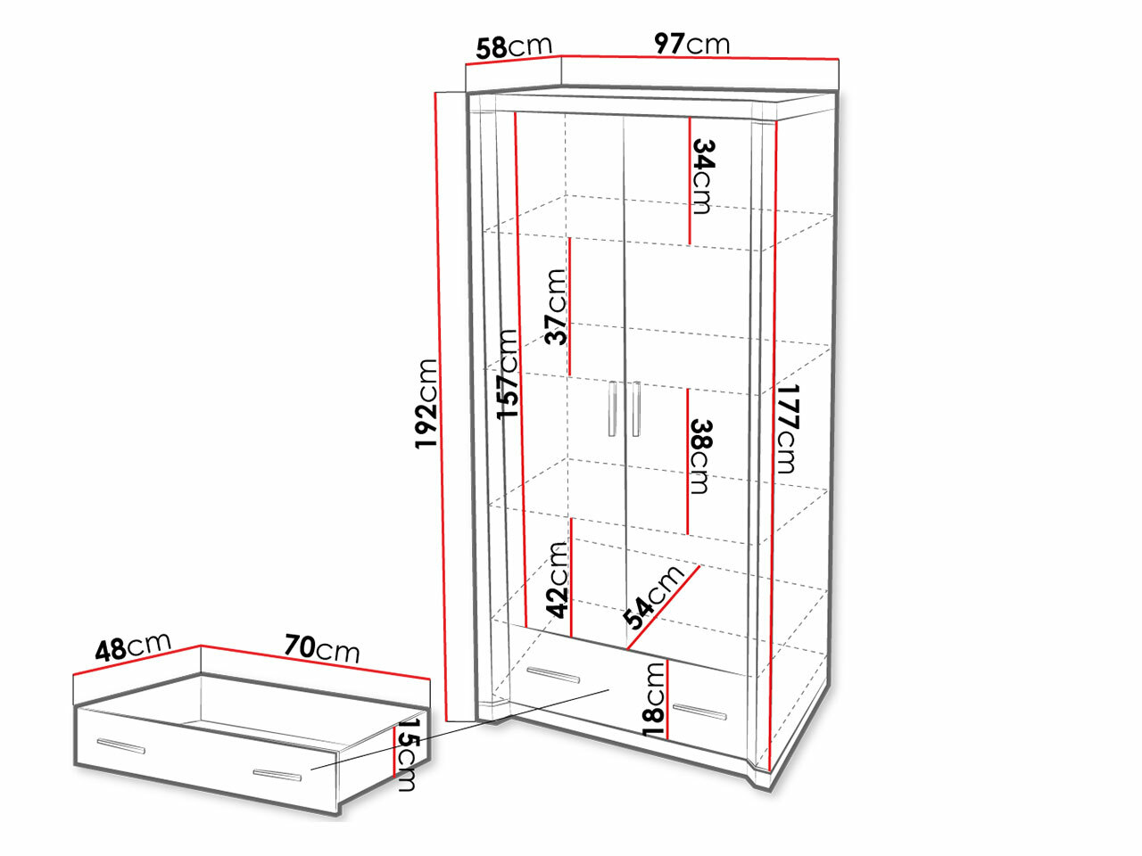 Riidekapp Lorelie 118 (Sonoma tamm)