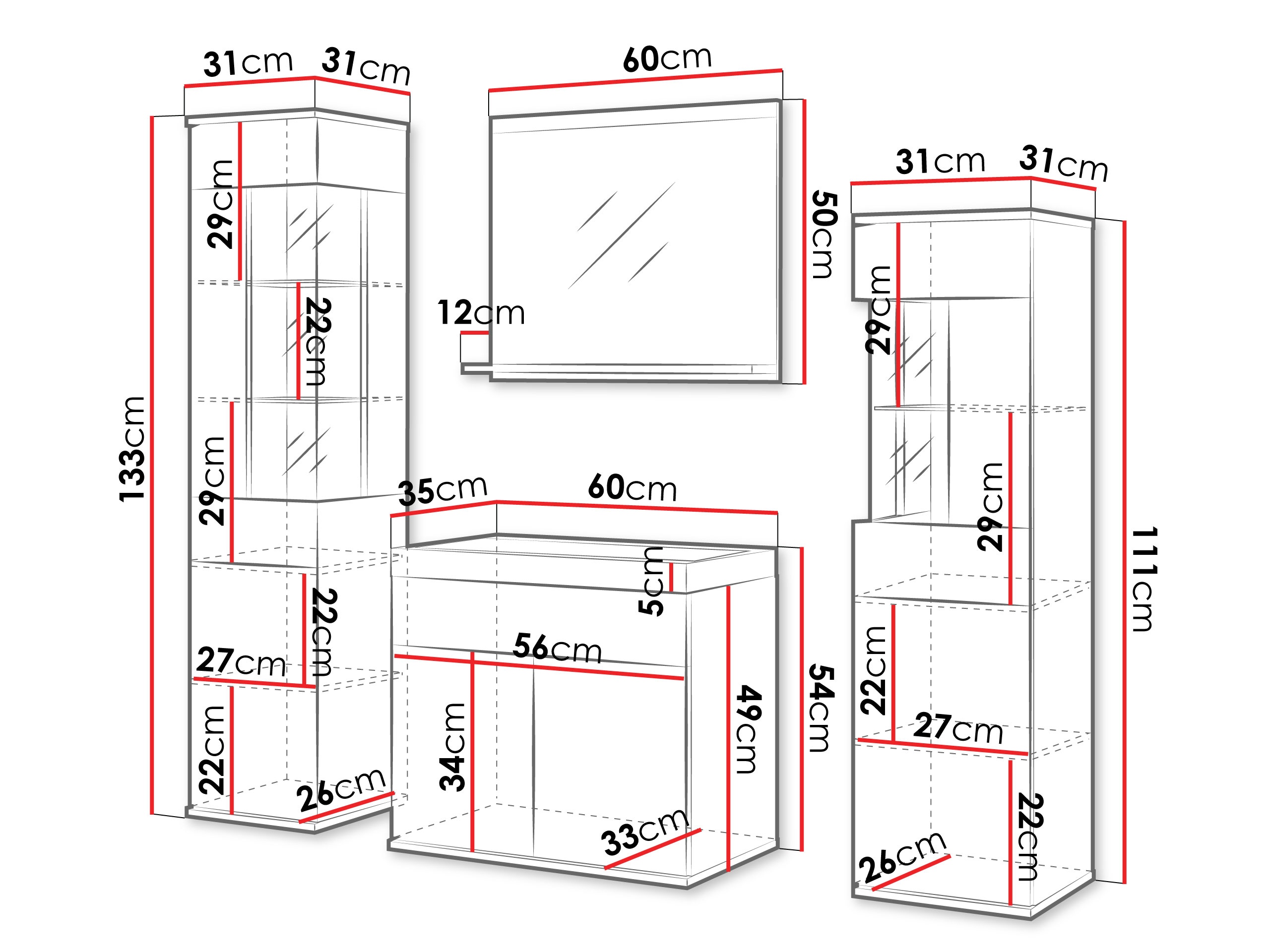Vannitoakomplekt Sarasota 194 (Grafiit)