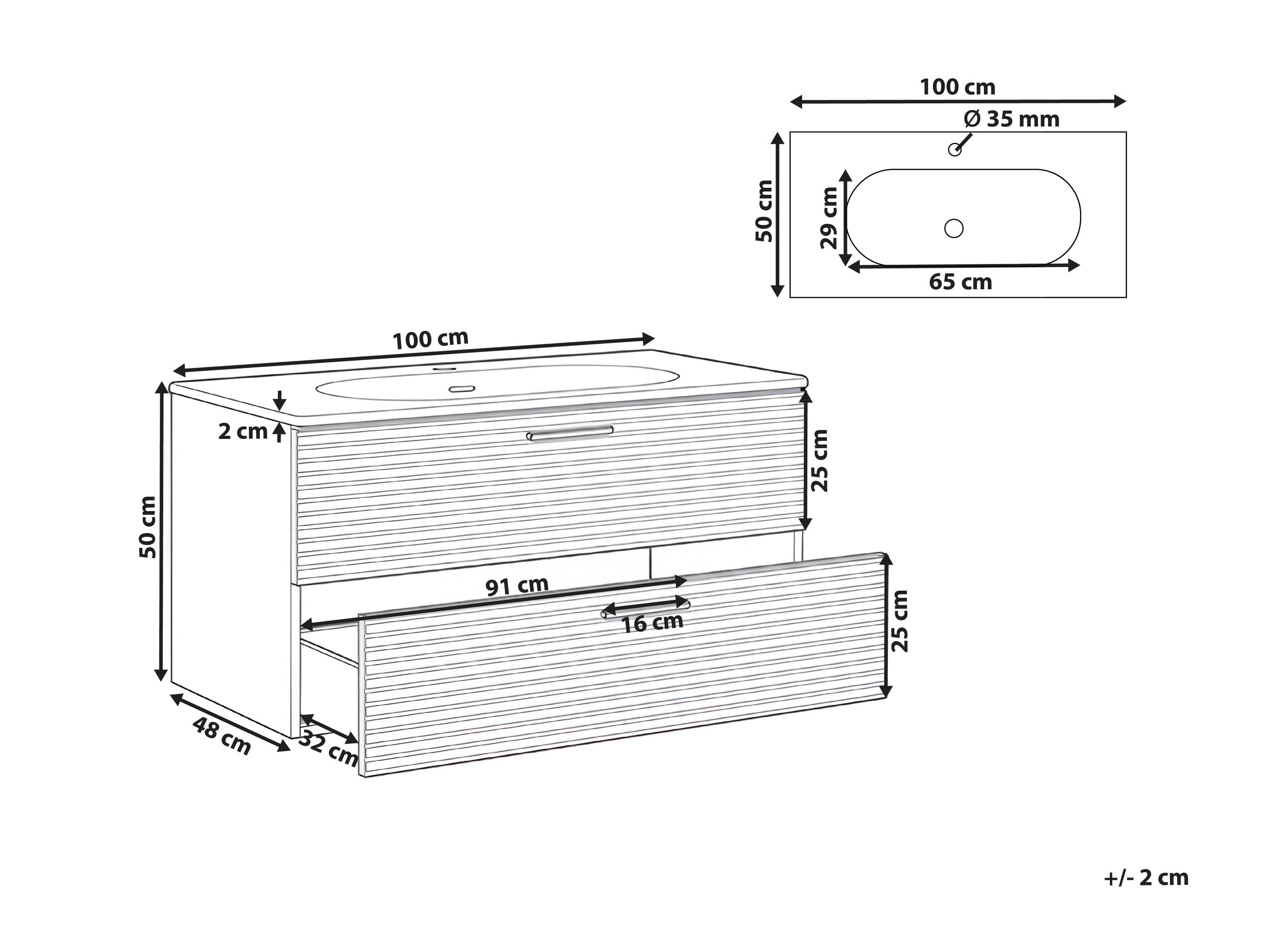 Vannitoa põrandakapp kraanikausile Berwyn 2874