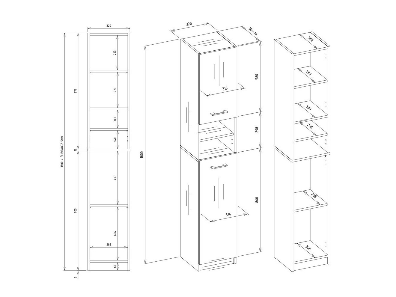 Vannitoa põrandakapp Mandeville 152 (Valge)