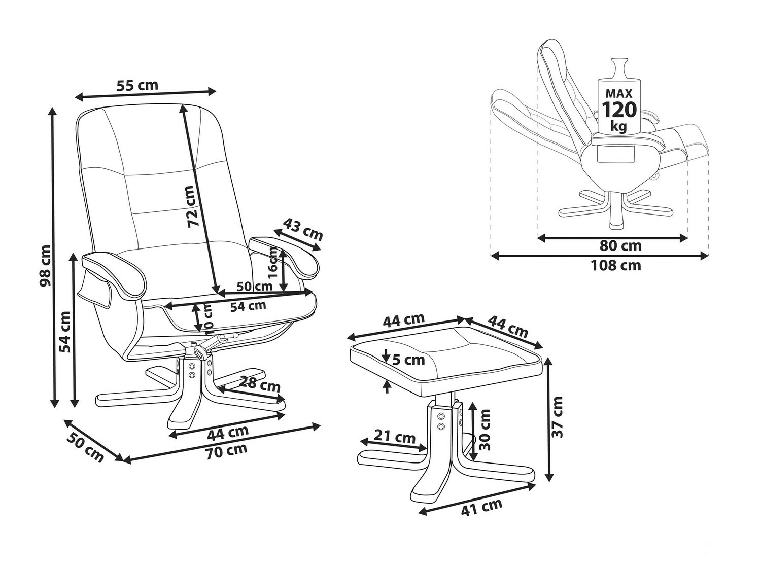 Tugitool recliner Berwyn 711 (Helepruun)