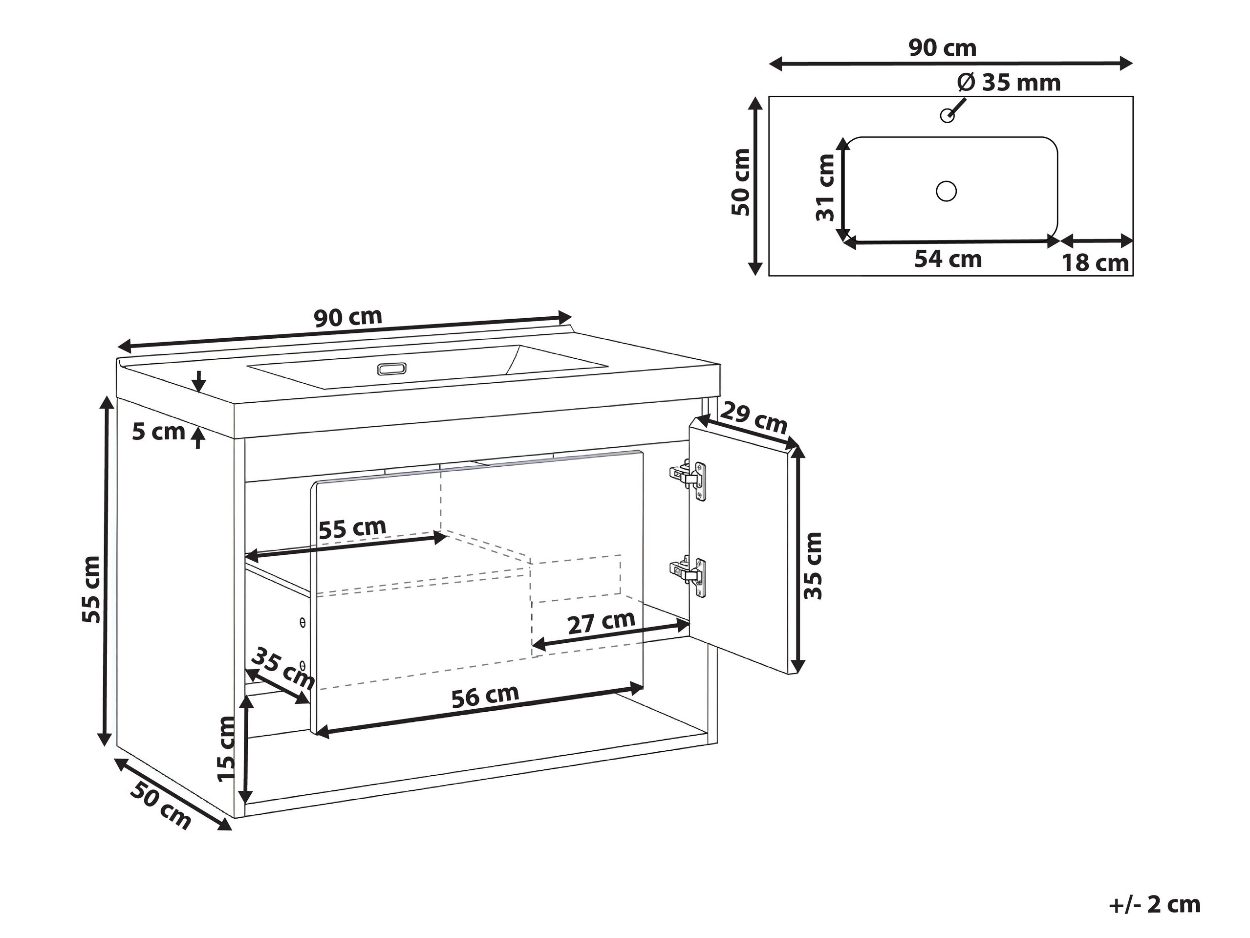 Vannitoa põrandakapp kraanikausile Berwyn 2897