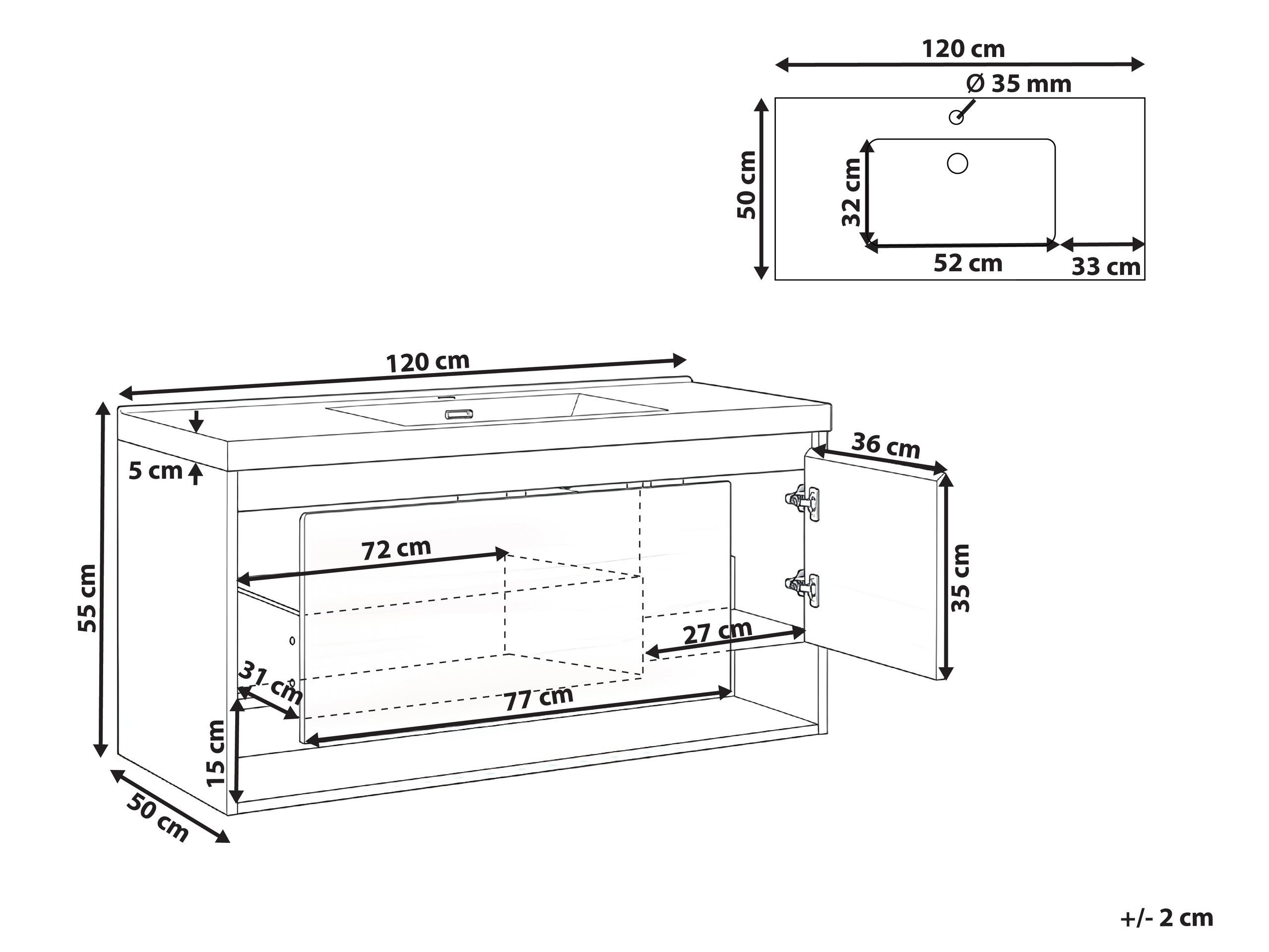 Vannitoa põrandakapp kraanikausile Berwyn 2898