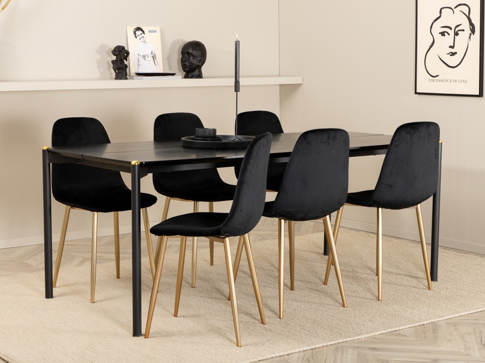 Söögitoakomplekt Dallas 5016 (Must + Kuldne)