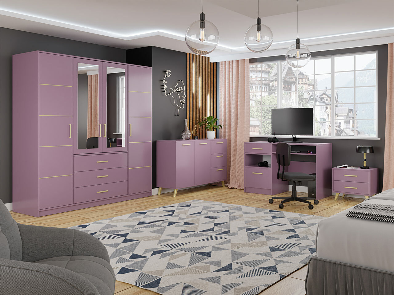 Riidekapp Delbalo 101 (Lilla)