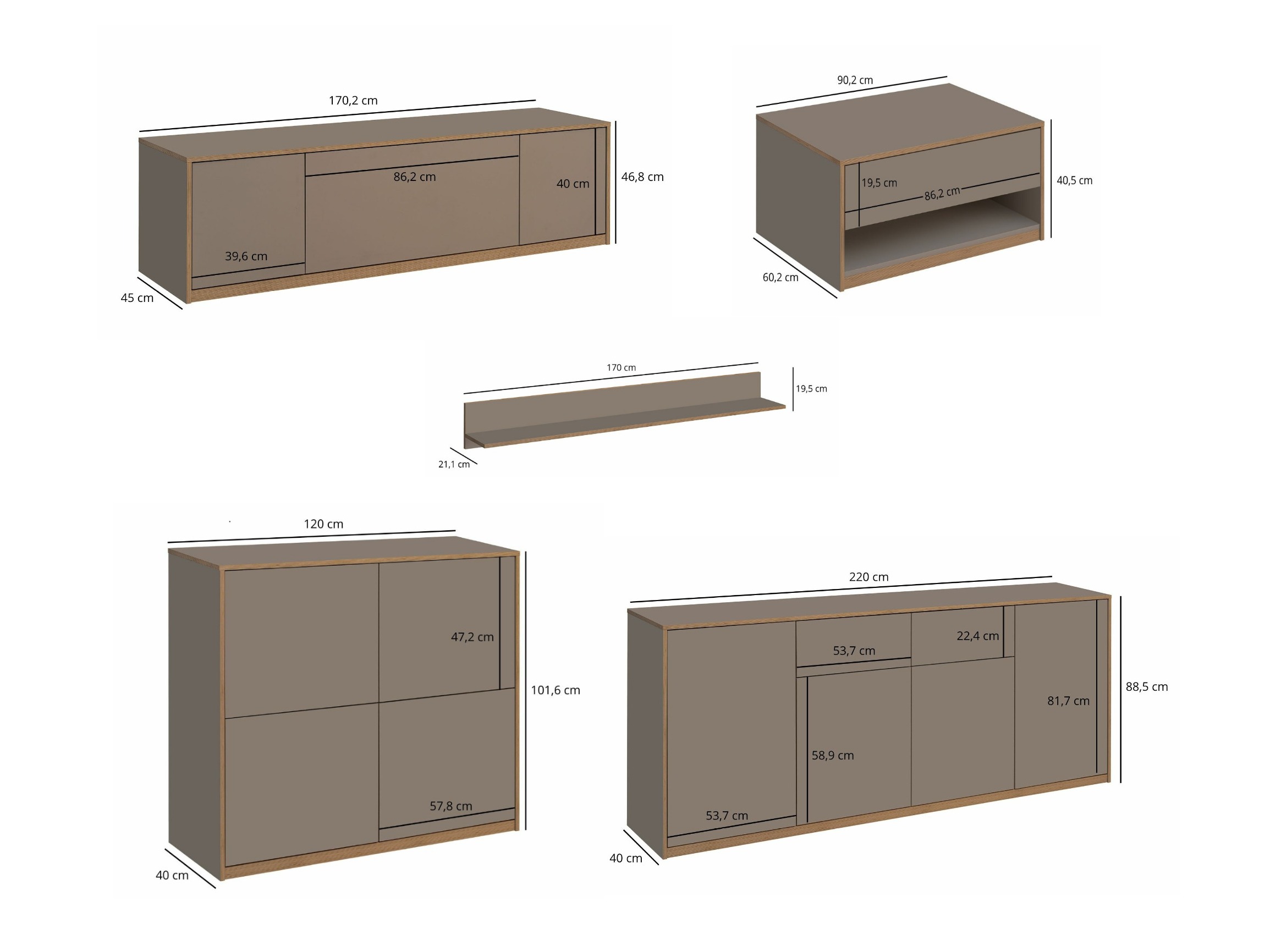 Elutoa komplekt Fivetri 110 (Hallikas-pruun)