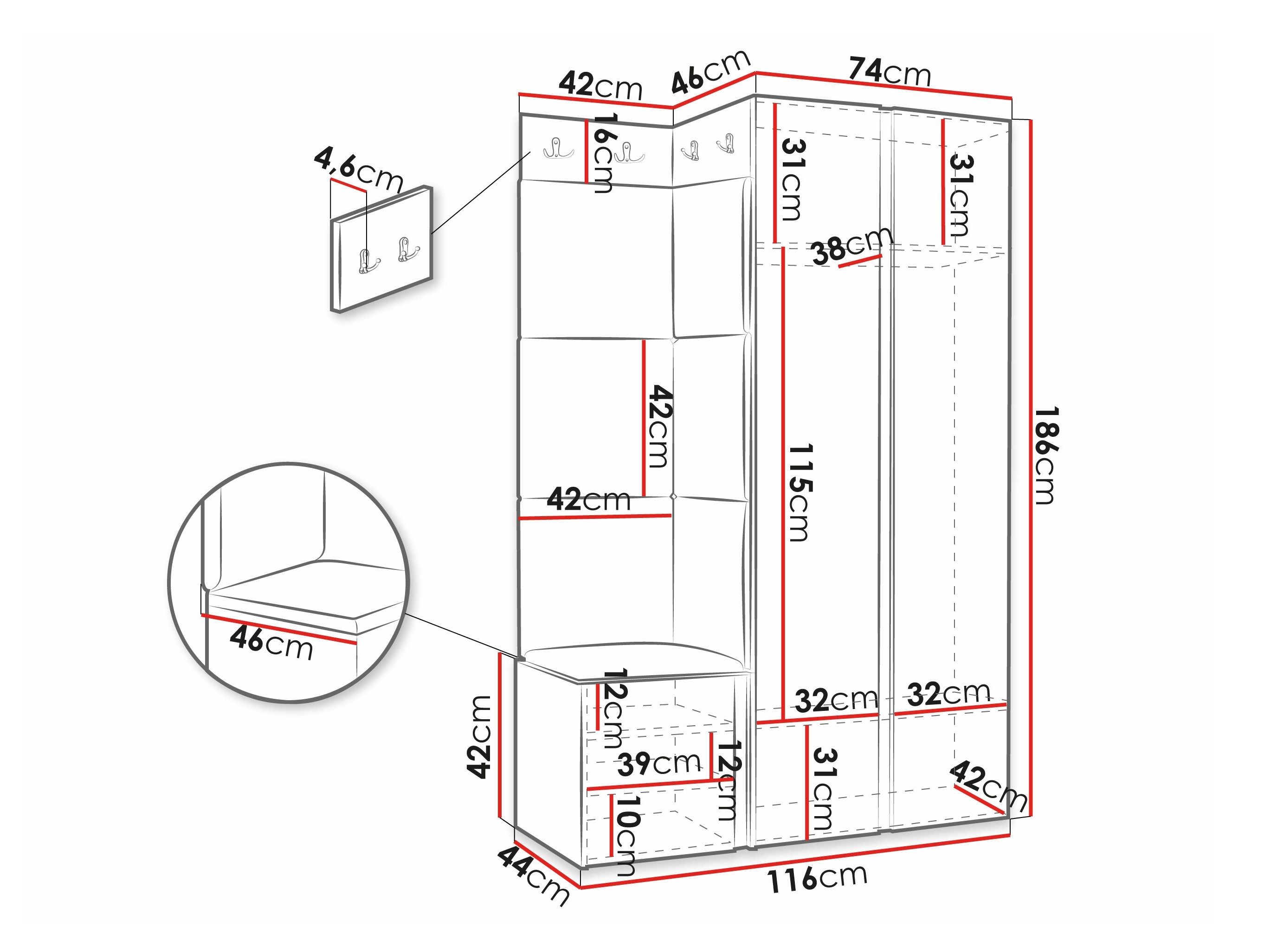 Esikukomplekt Hartford 388 (Must)