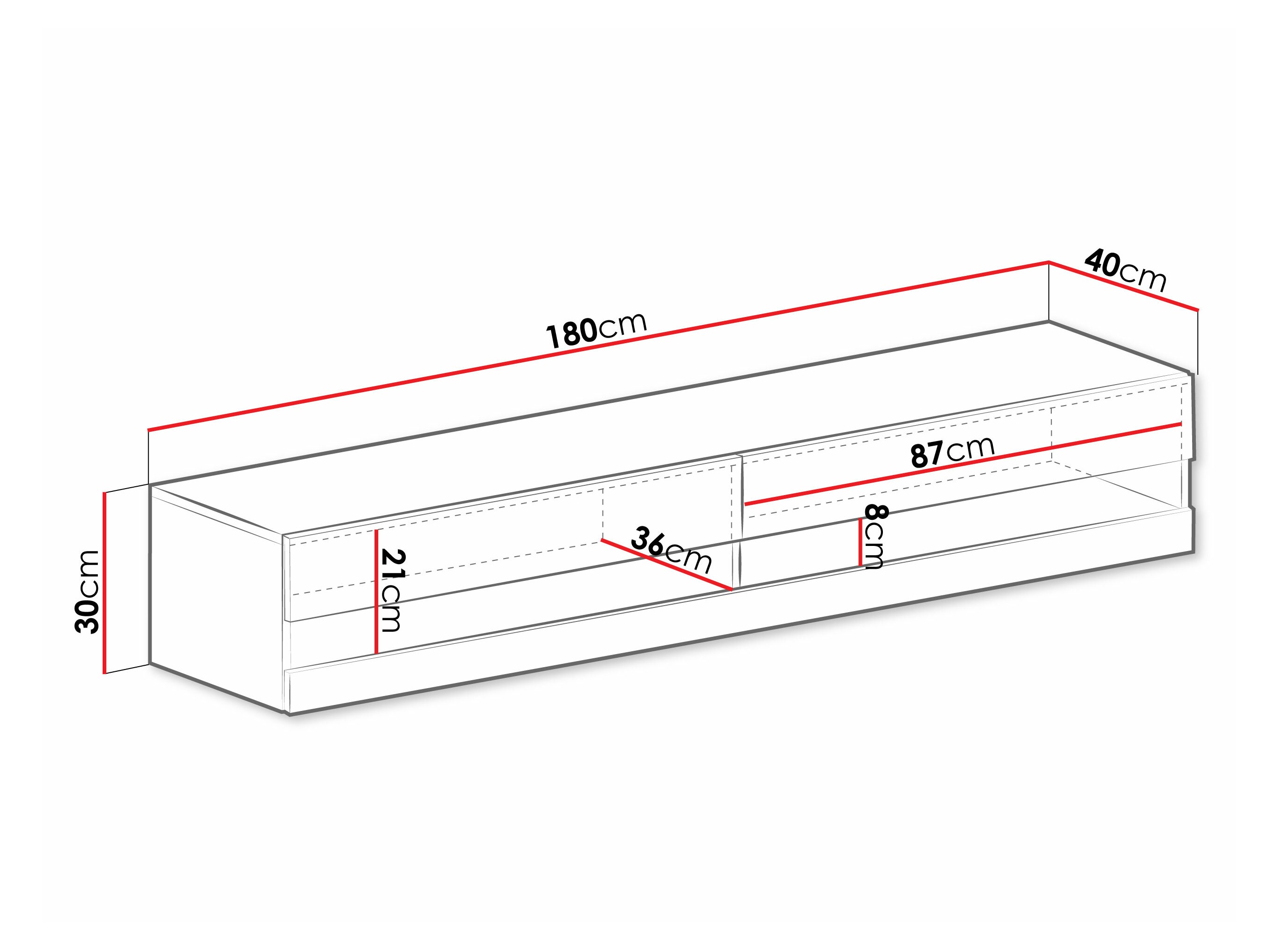 TV-alus Venenou 120 (Valge + Läikiv valge)