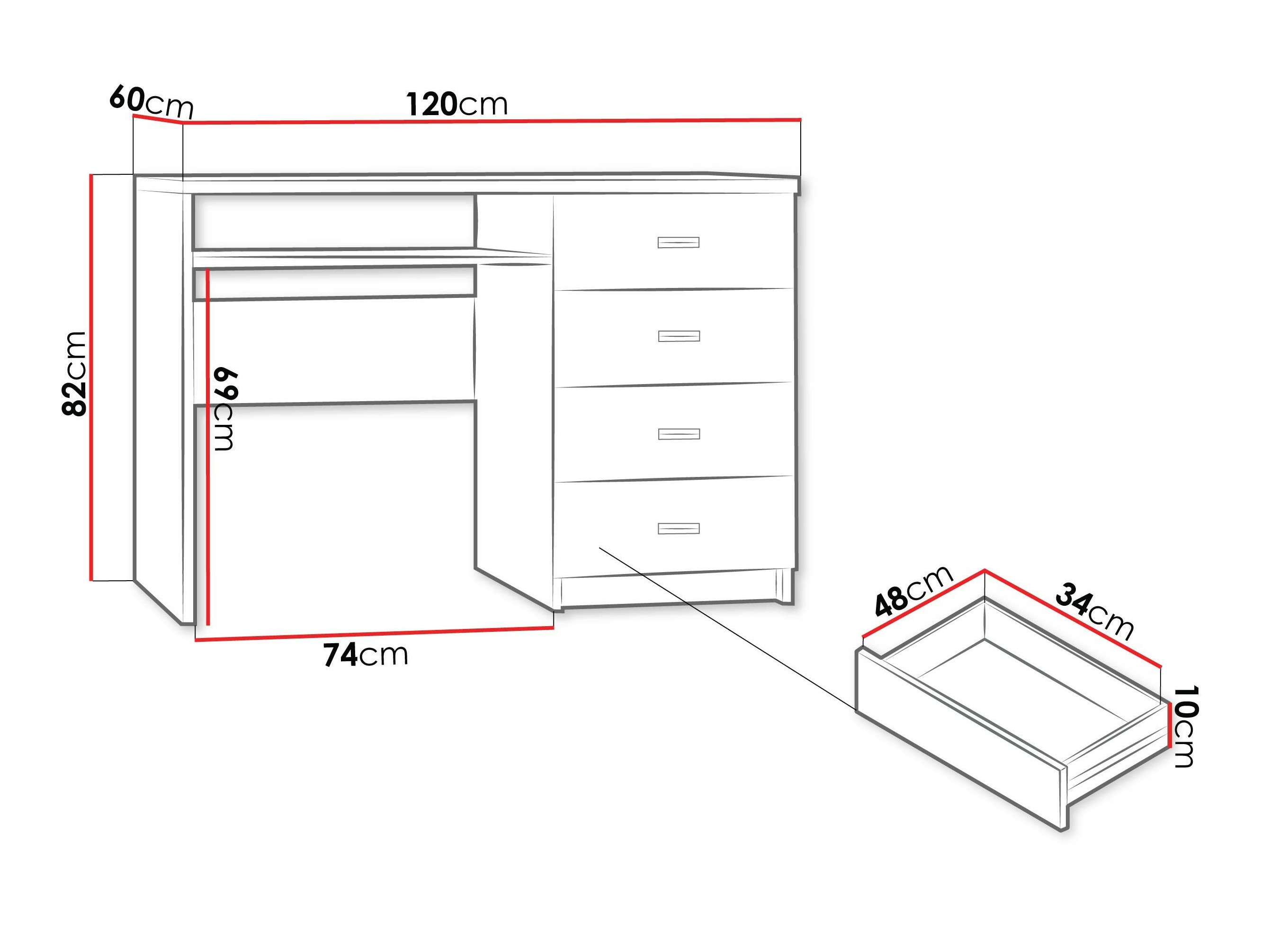 Kirjutuslaud Serfeno 114 (Kraft Valge)