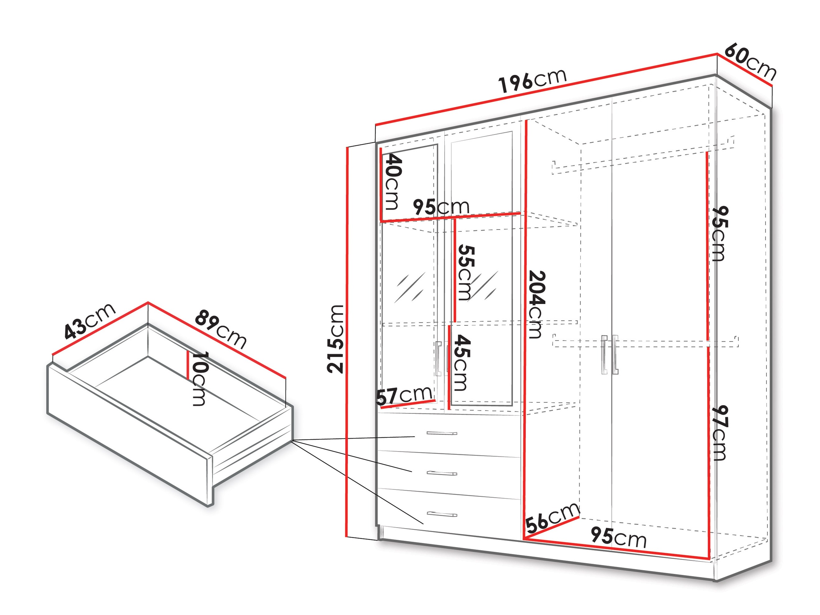 Riidekapp Honolulu 269 (Valge)