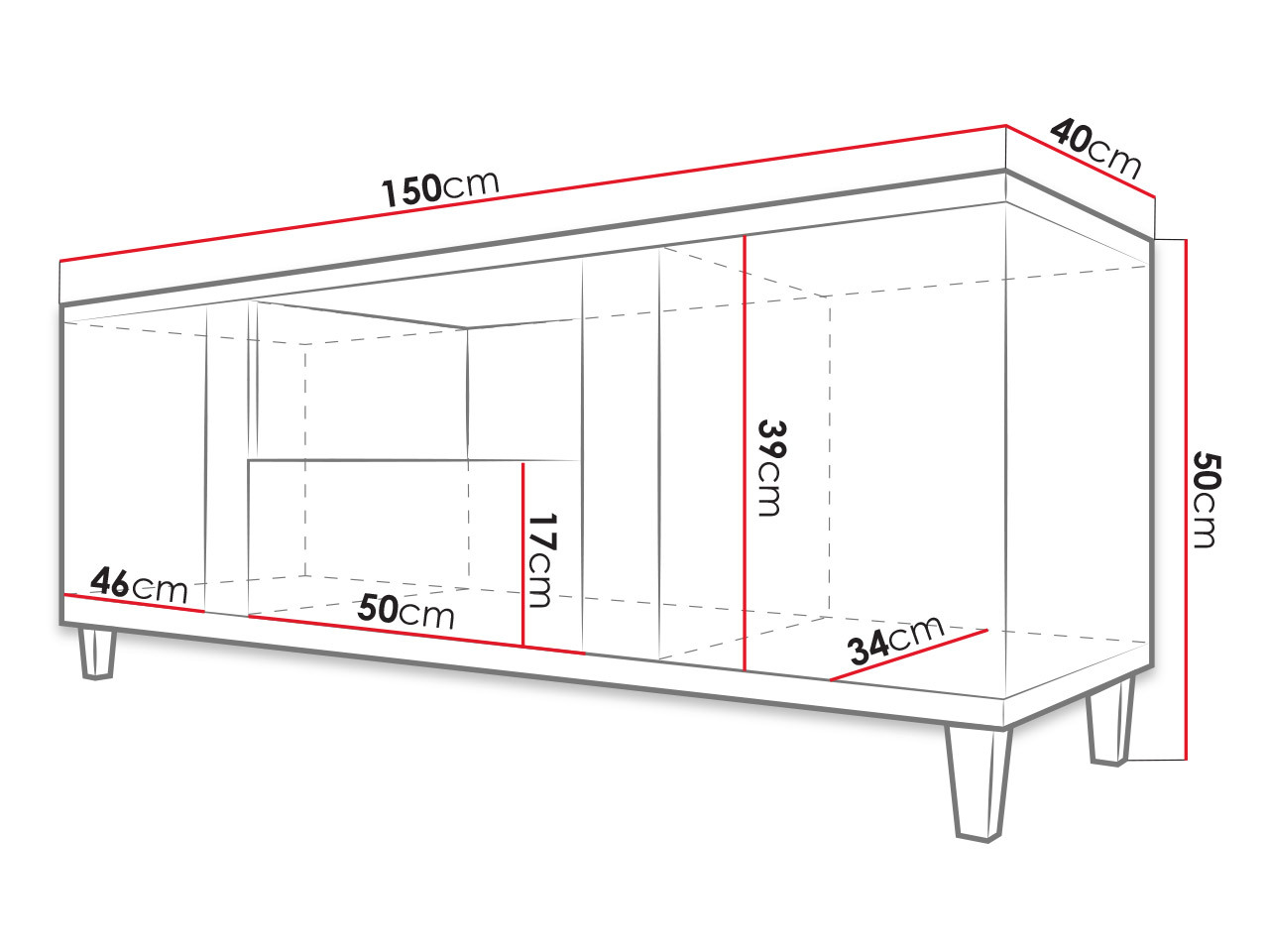 TV-alus Livseri 113 (Valge + Läikiv valge + Ere puit)