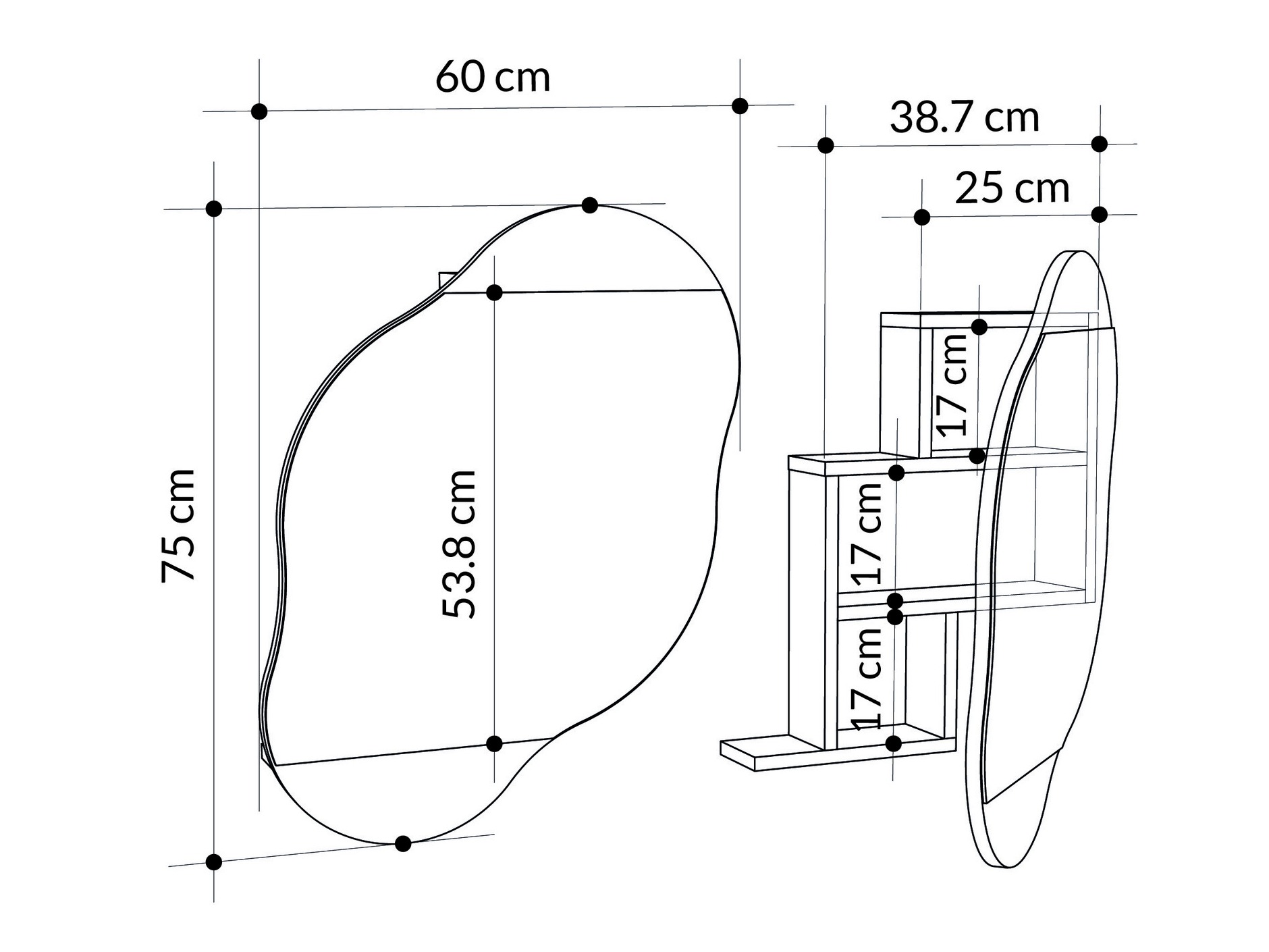 Vannitoa peegelkapid Kailua 2711 (Valge marmor)