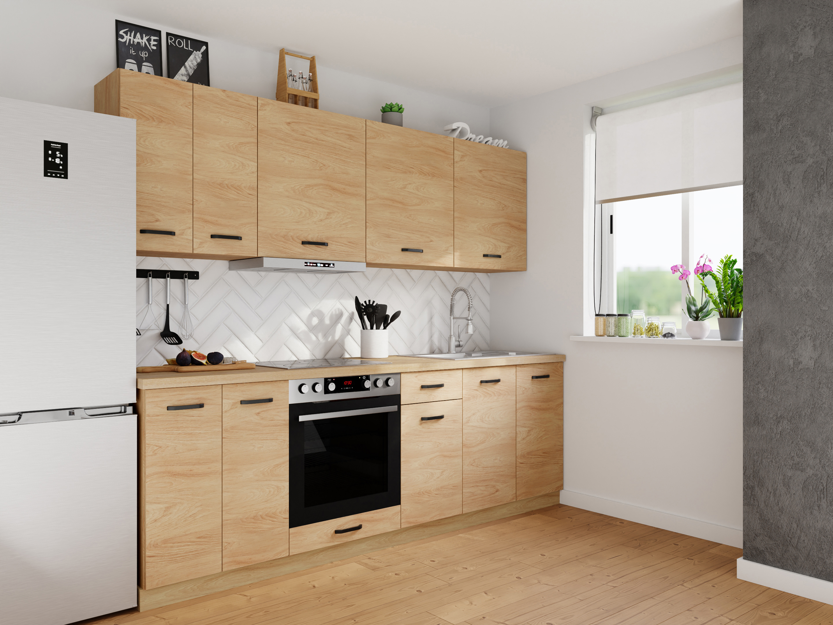Sahtli ja ustega moodulkapp Amper Oak 103