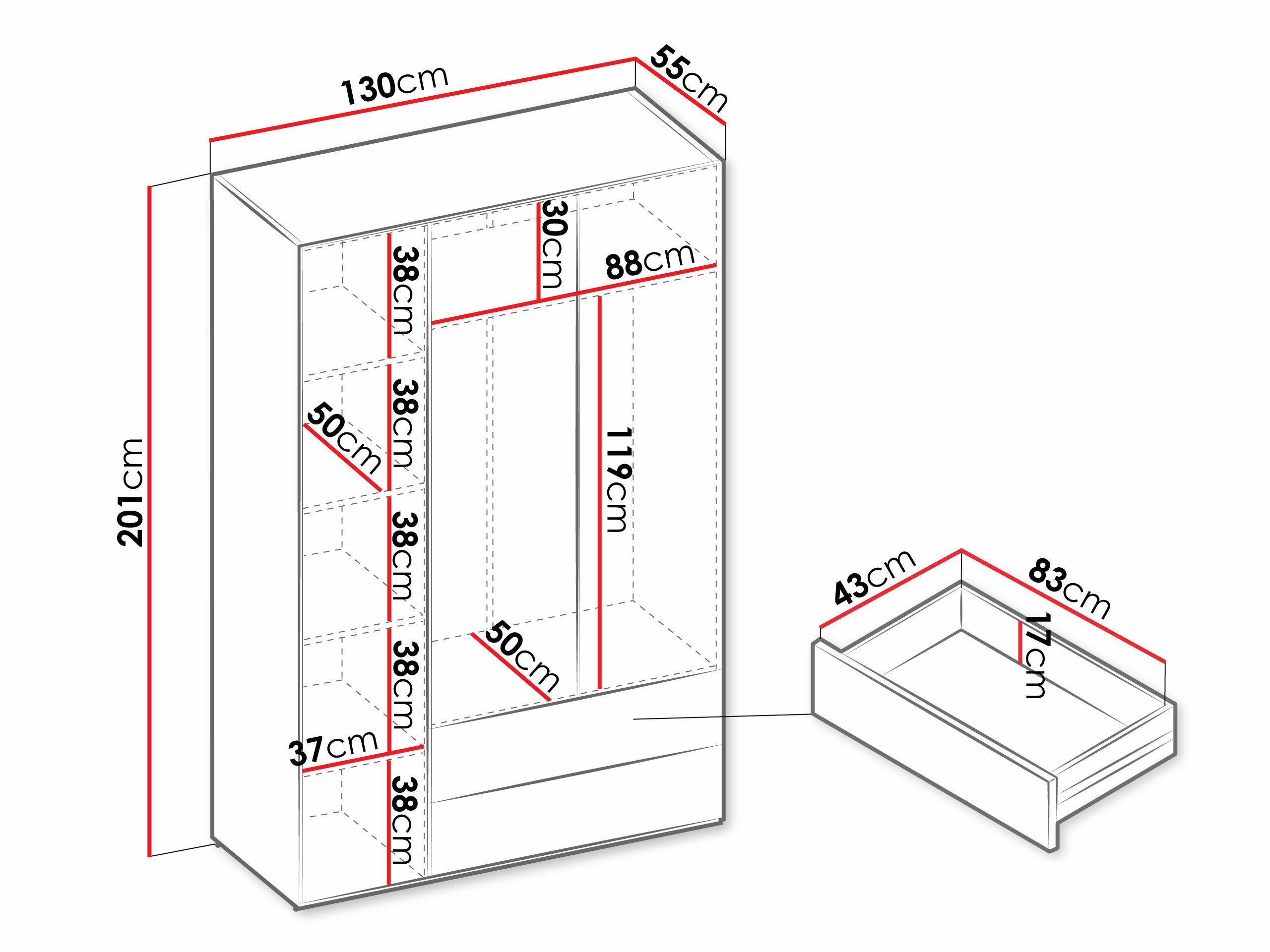 Riidekapp Tivseva 100