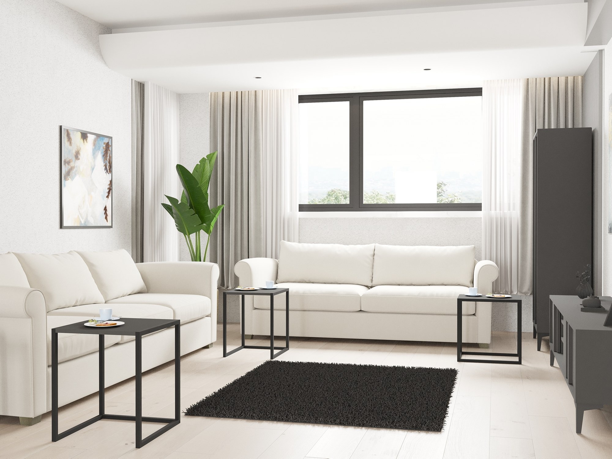 Kõrvallaudade komplekt Kailua 2721 (Must + Antratsiit)