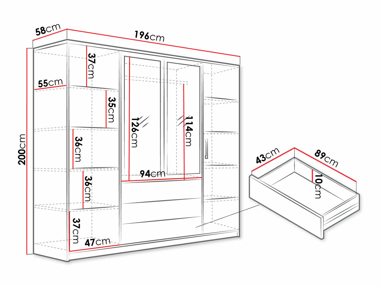 Riidekapp Lombala 104