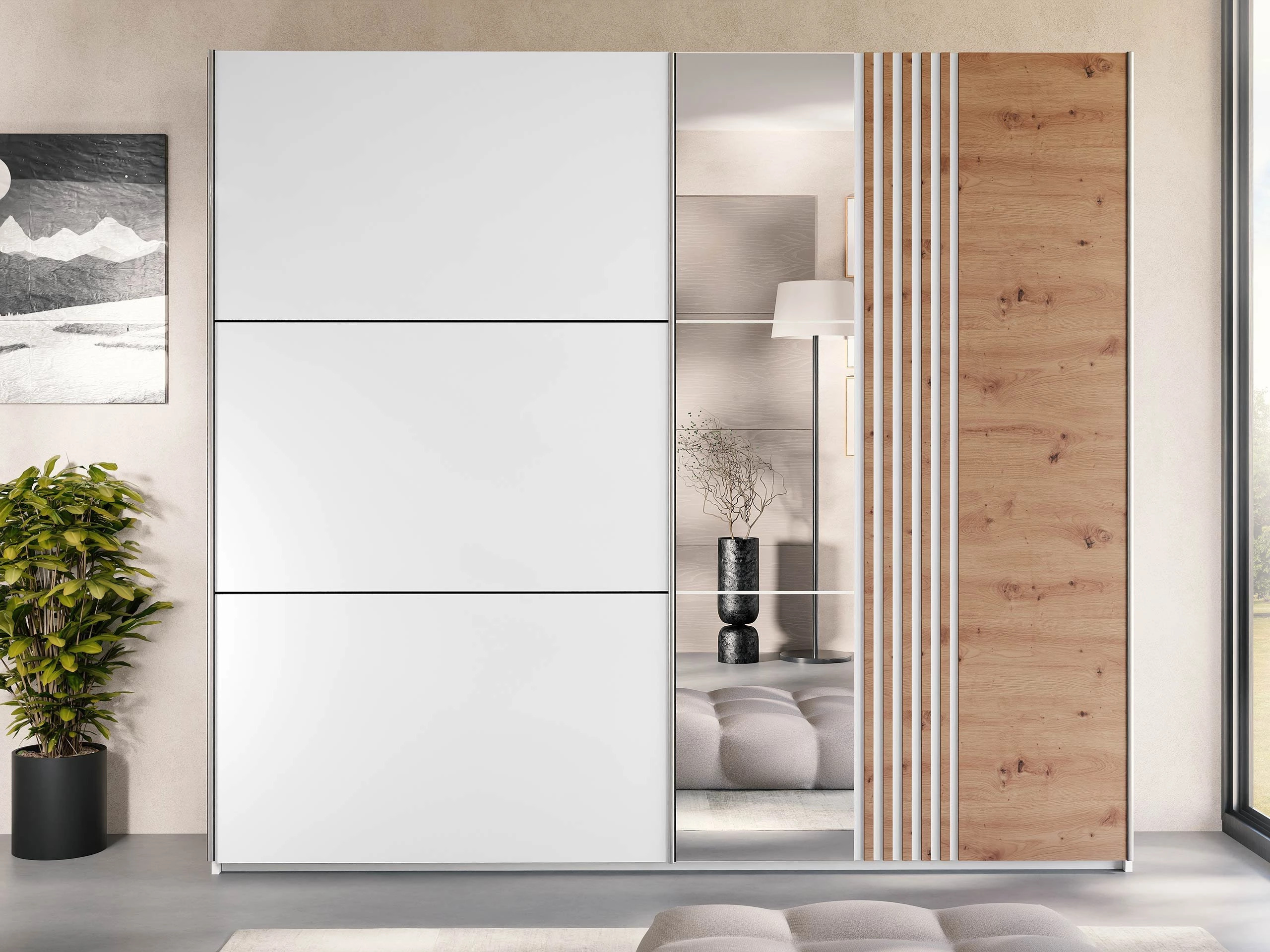 Riidekapp Honolulu 254 (Valge + Wotani tamm)