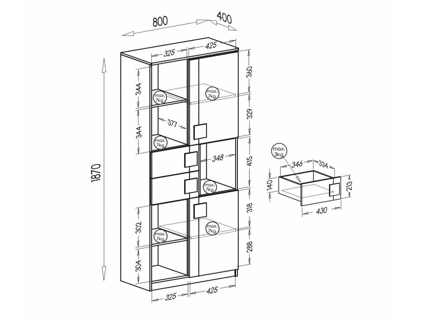 Riiul Elmenou 101 (Valge + Antratsiit)