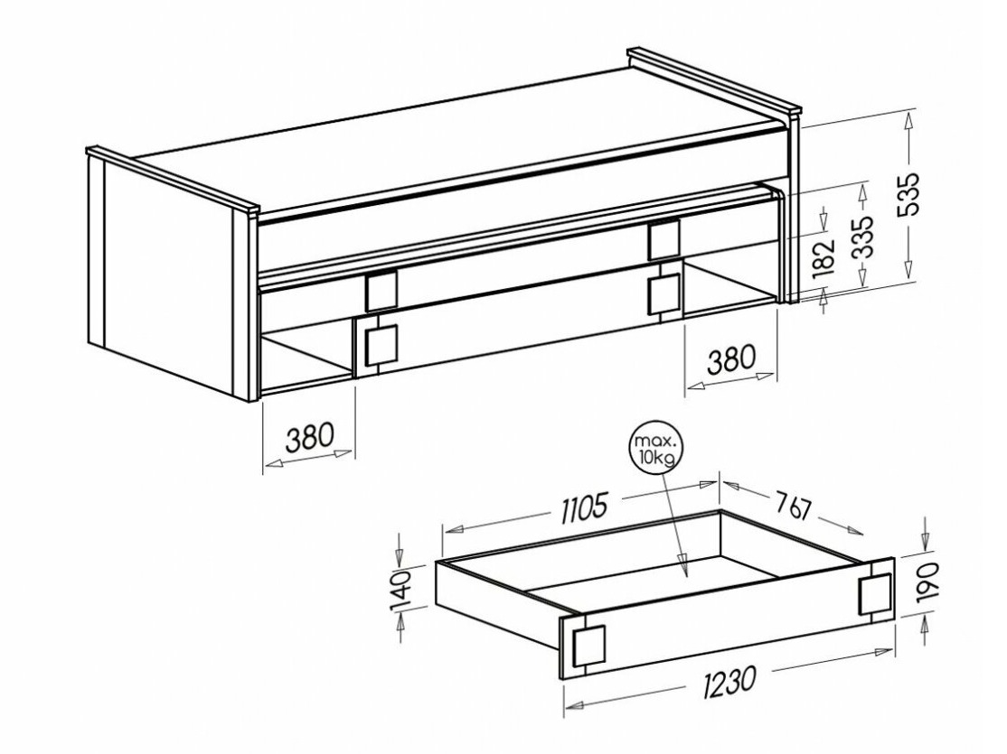 Voodi Elmenou 115 (Valge + Antratsiit)