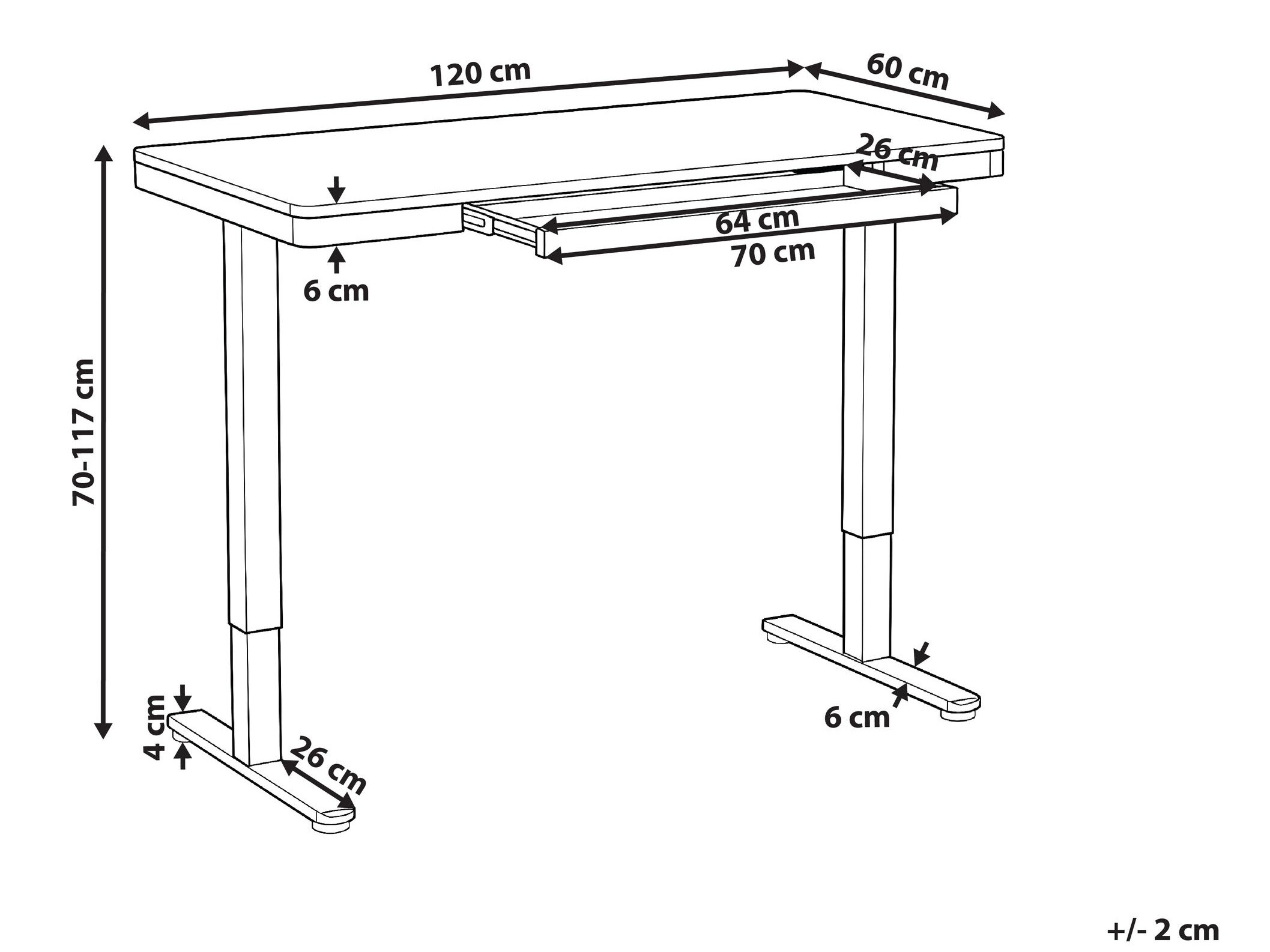 Reguleeritava kõrgusega töölaud Berwyn 2994 (Must + Helepruun)