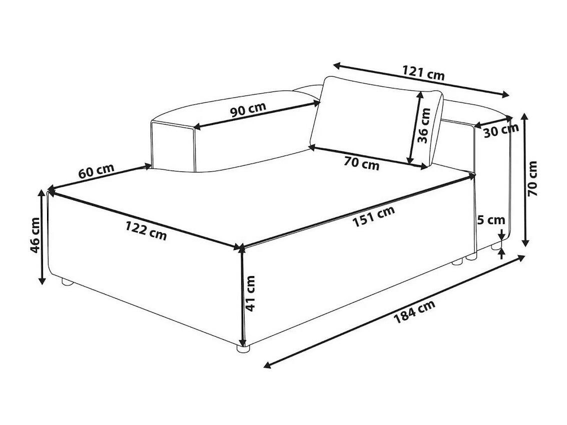 Modulaarne istumisnurk Avialu 103 (Must)
