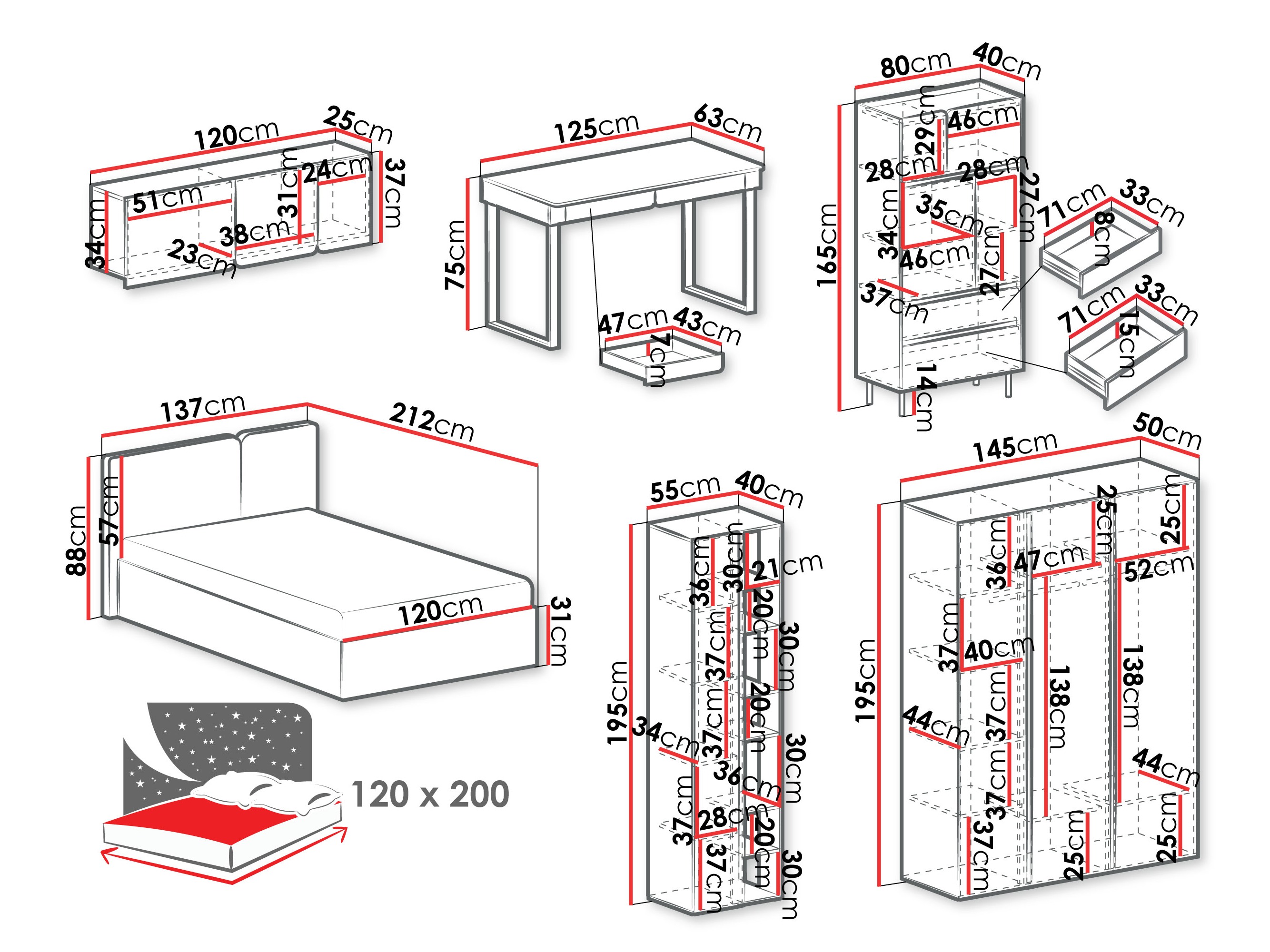Magamistoakomplekt Fiosono 113 (Eukalüpt + Tamm)