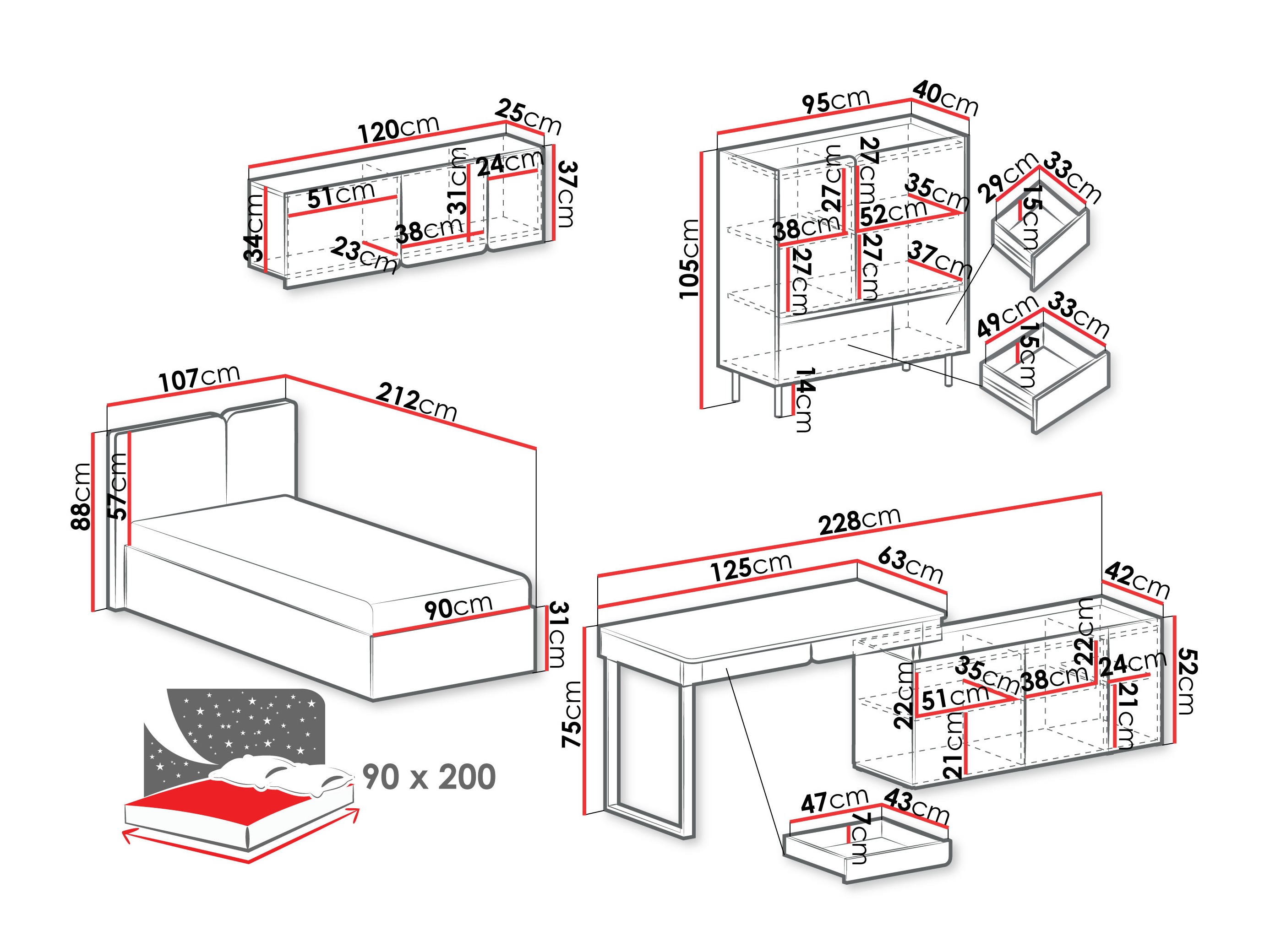 Mööblikomplekt Fiosono 115 (Beež + Hele tamm)