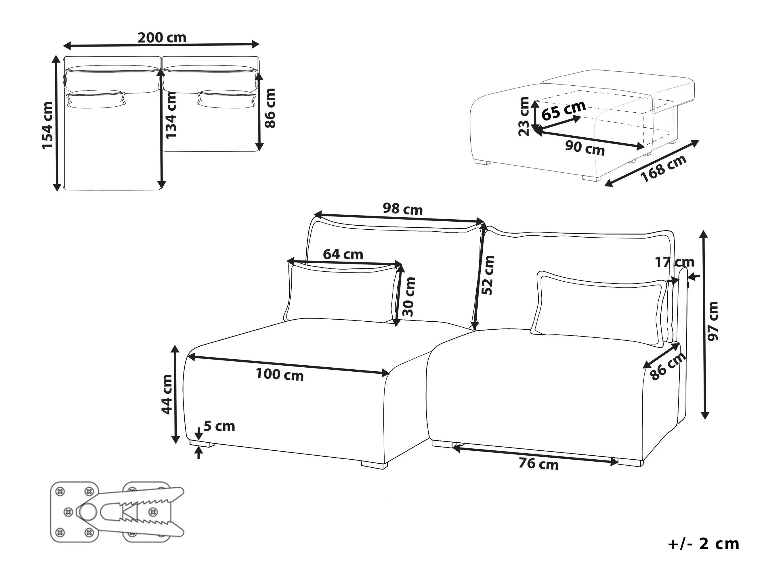 Moodulnurgadiivan Berwyn 3021 (Sinine)