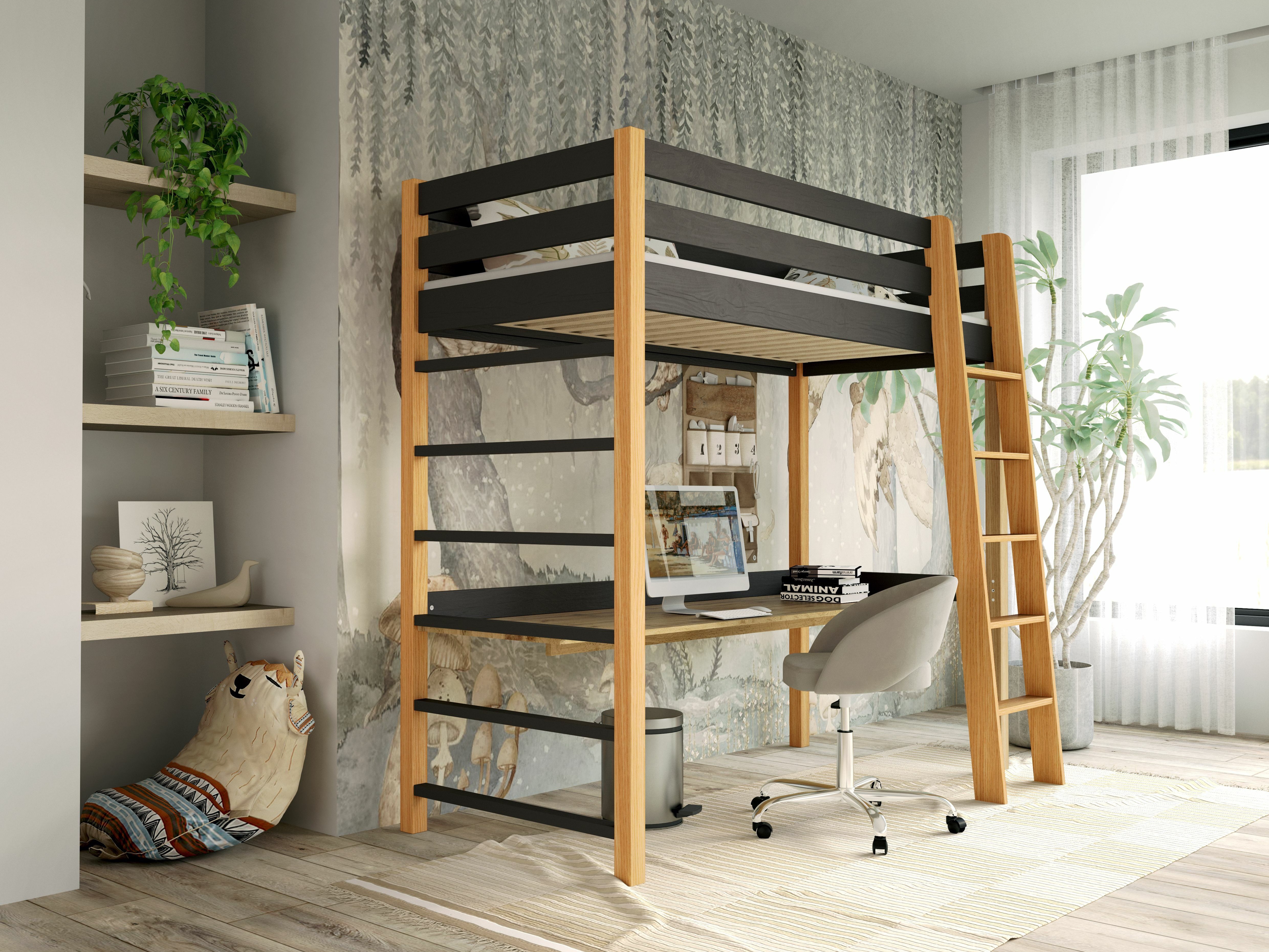 Kõrge voodi Ogden 173 (Must)