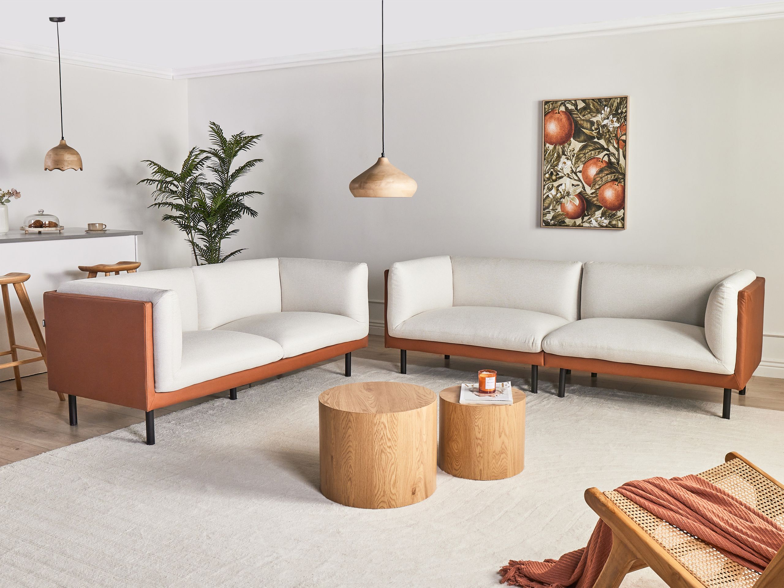 Pehme mööbli komplekt Berwyn 3085 (Valge + Pruun)