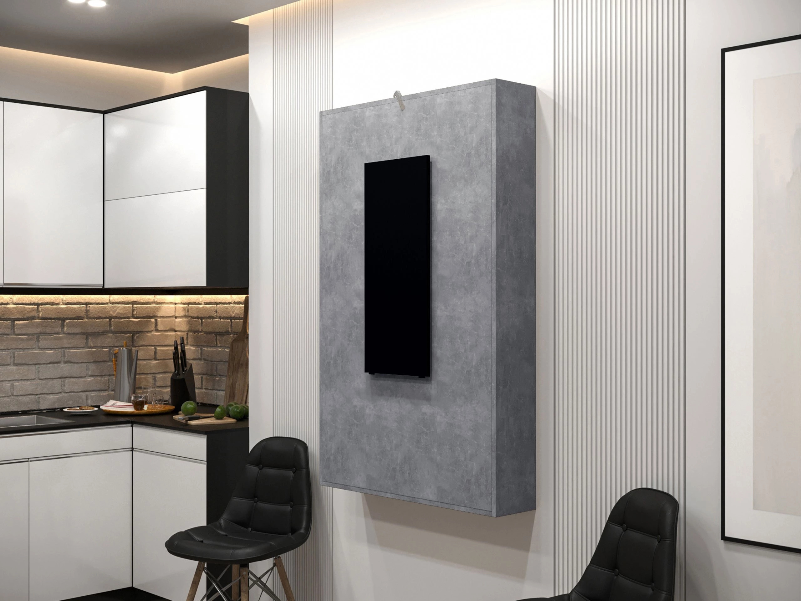 Kokkupandav laud Pinis III (Must + Betoon)