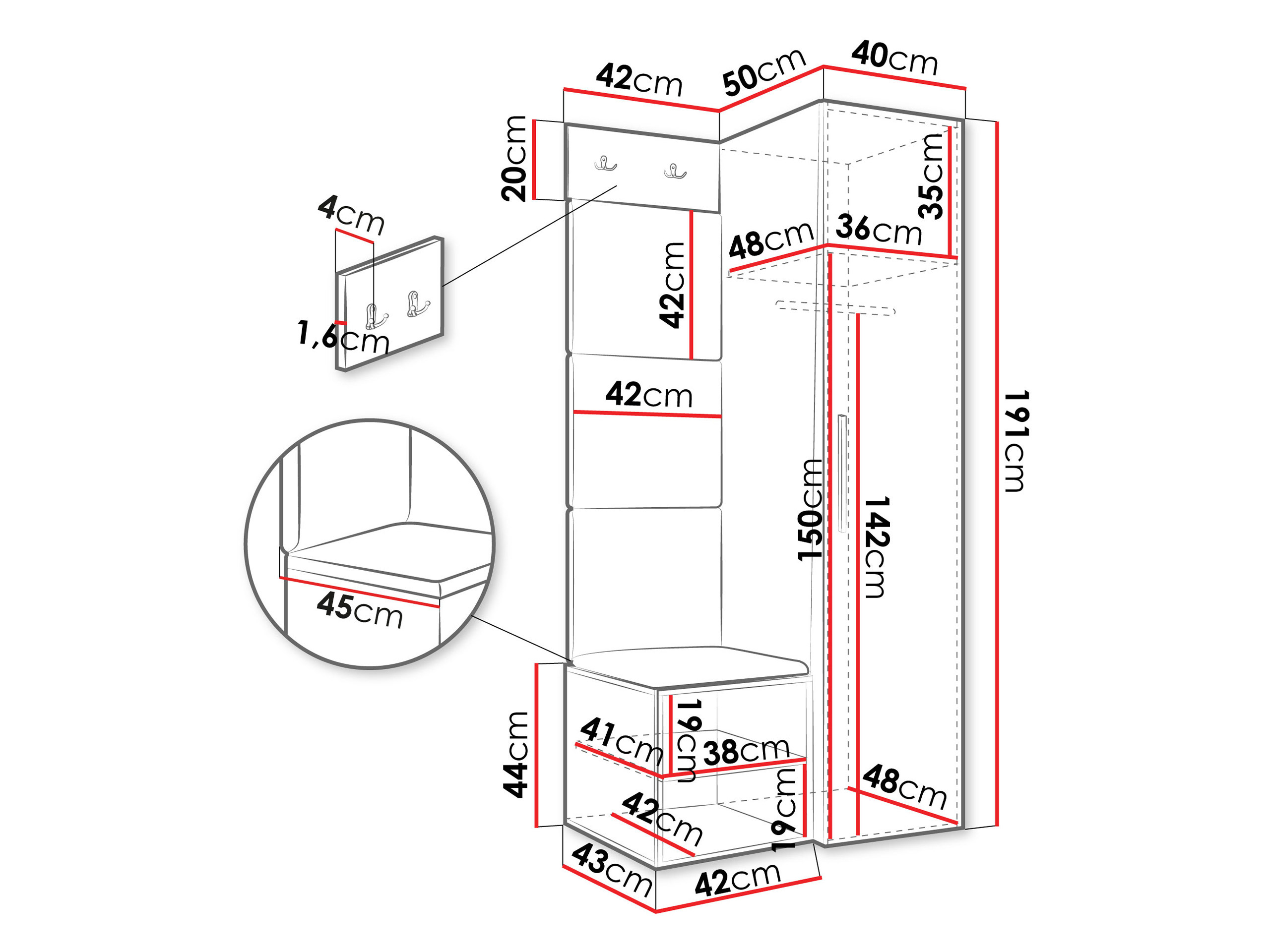 Esikukomplekt Hartford 524 (Valge)