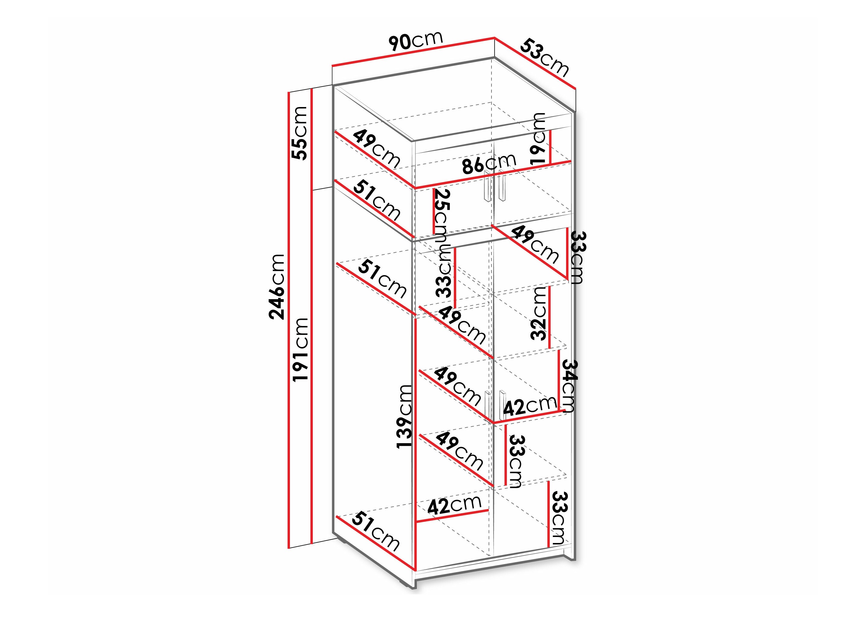 Riidekapp Novduni 103 (Valge)