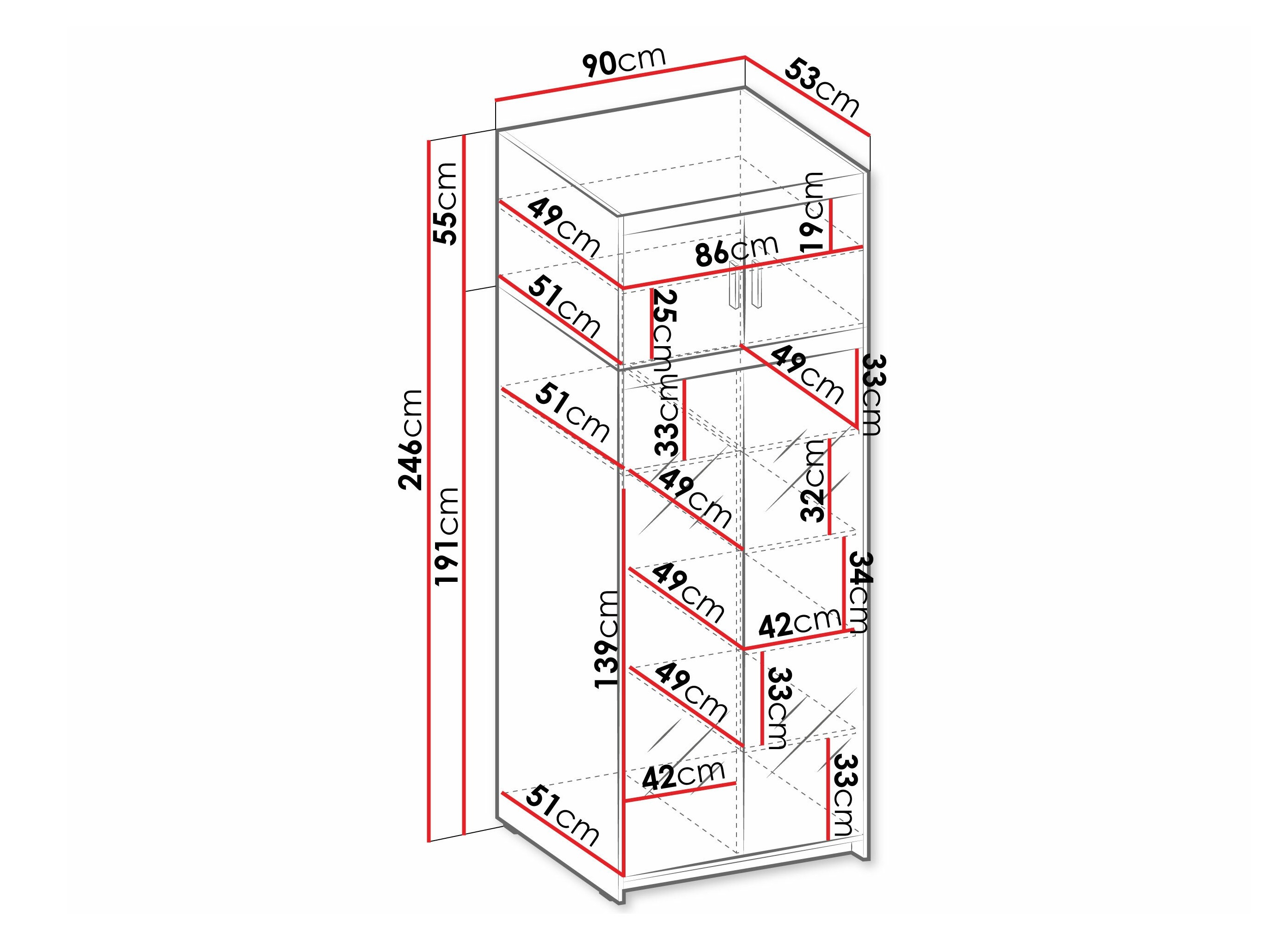 Riidekapp Novduni 119 (Valge)
