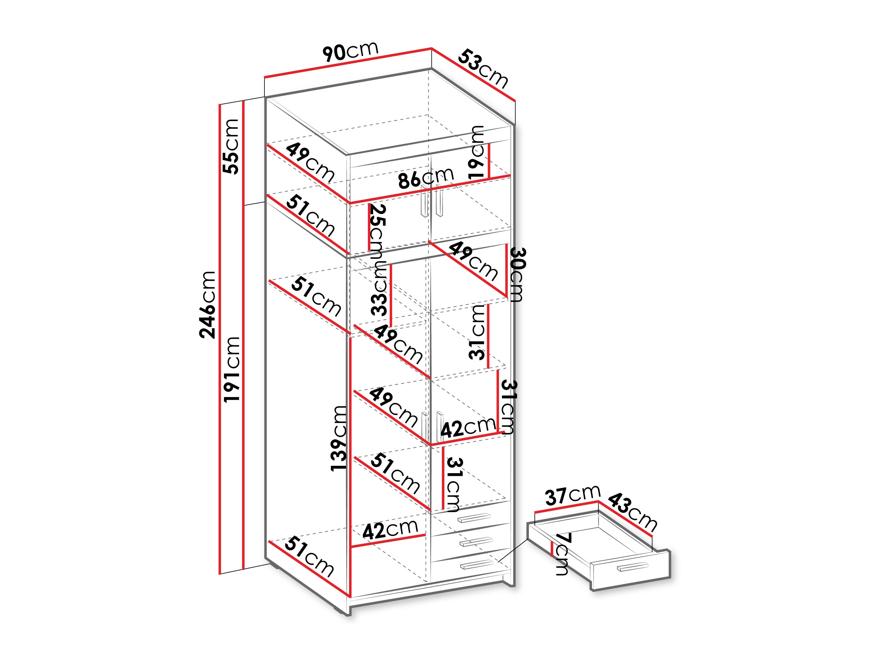 Riidekapp Novduni 113 (Tamm)