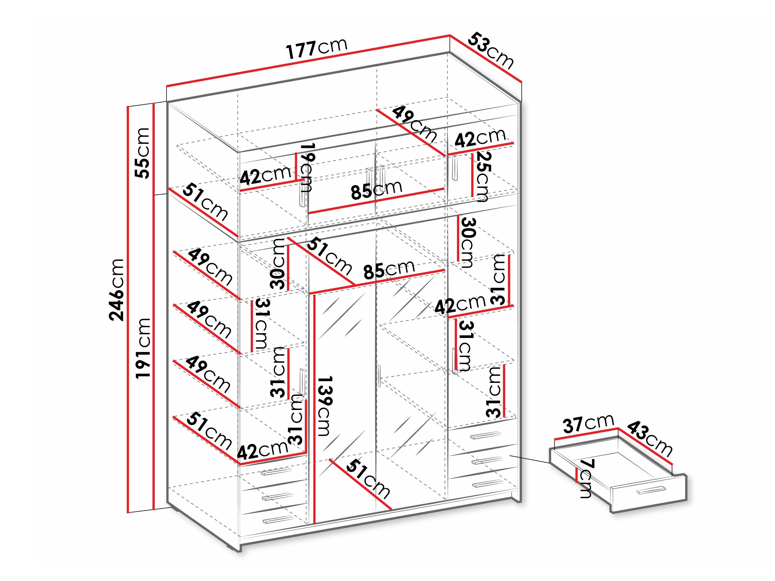 Riidekapp Novduni 120 (Valge)
