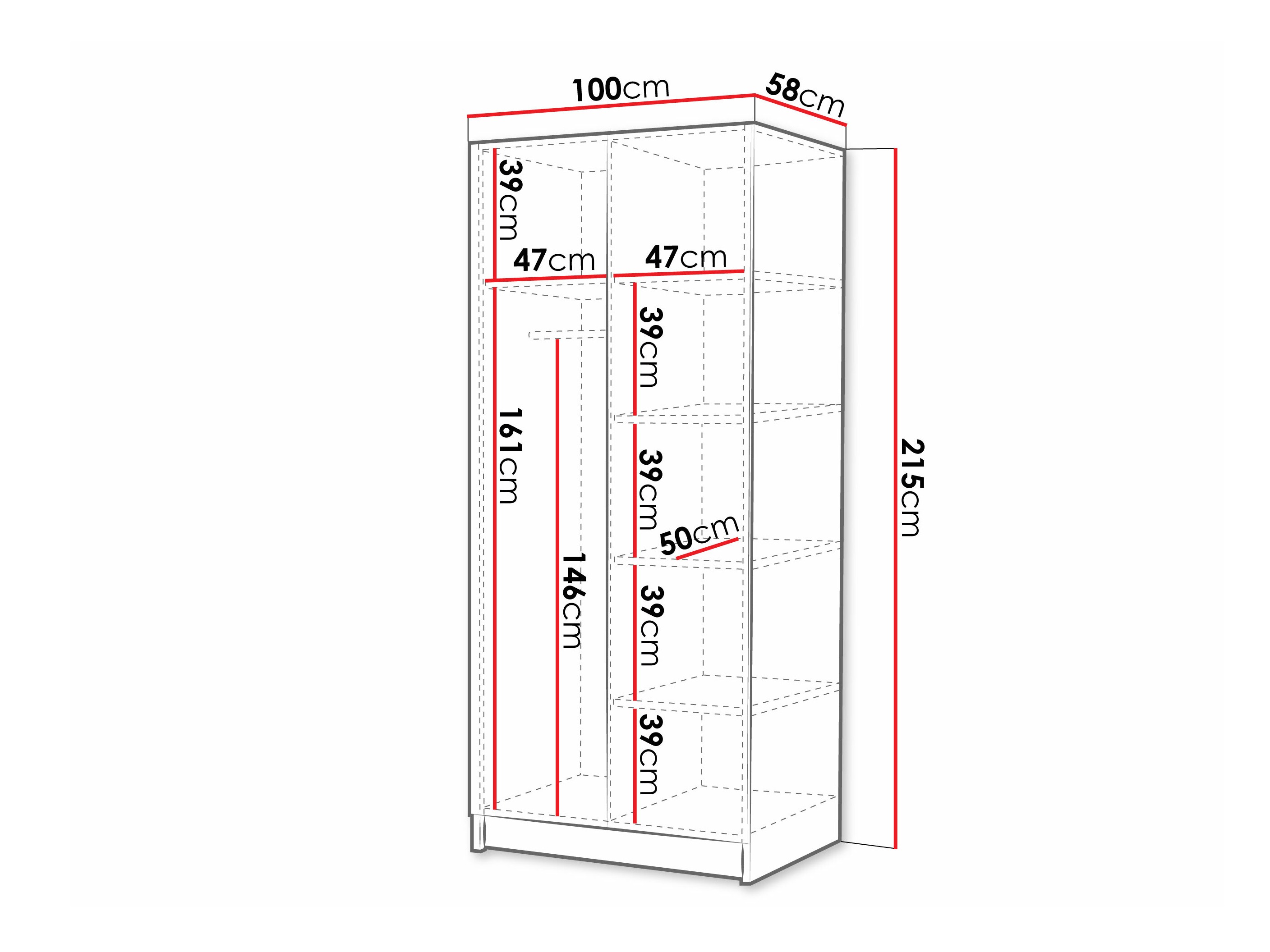 Riidekapp Closico Staton II (Must)