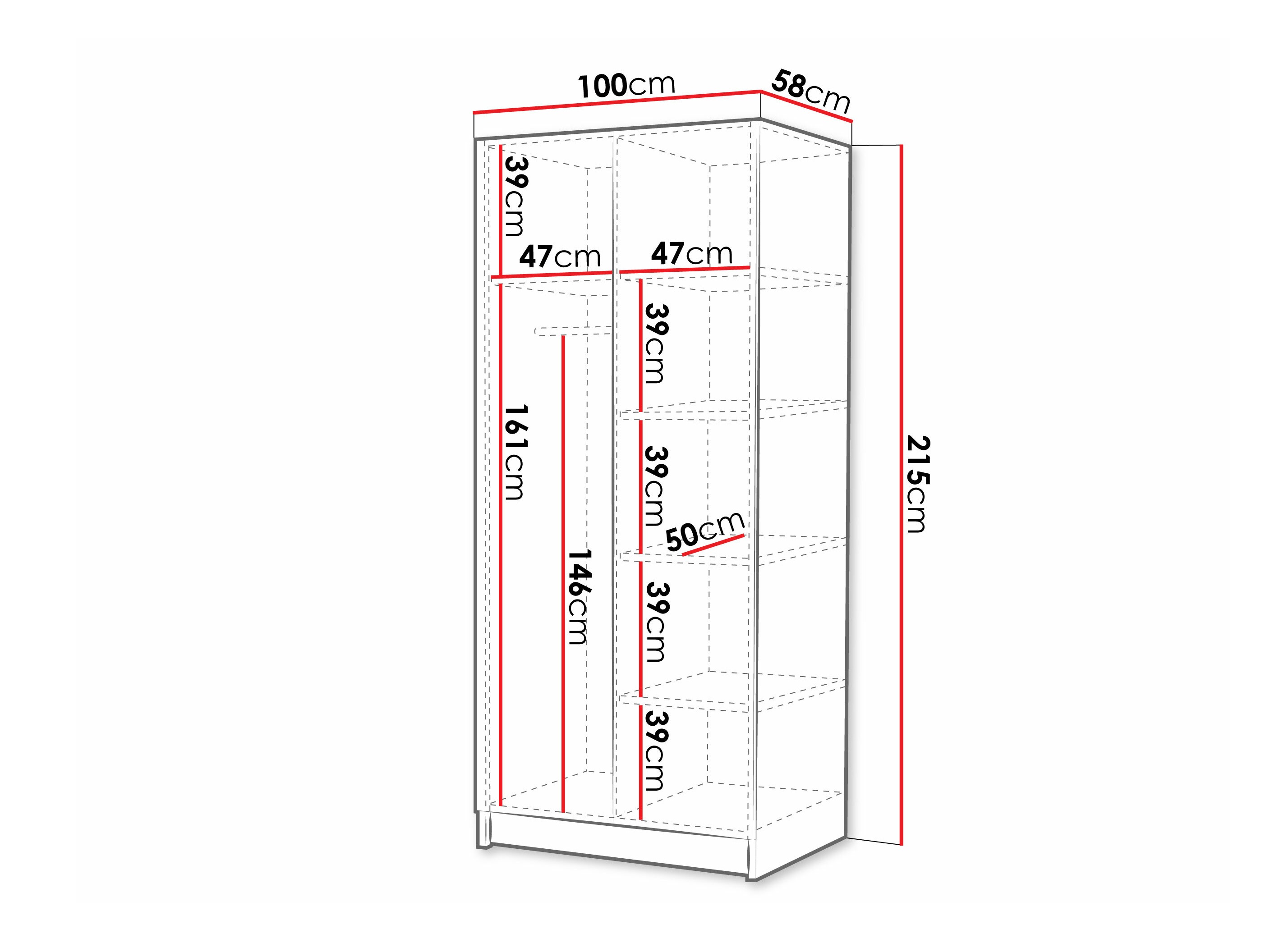 Riidekapp Closico Staton II (Must)